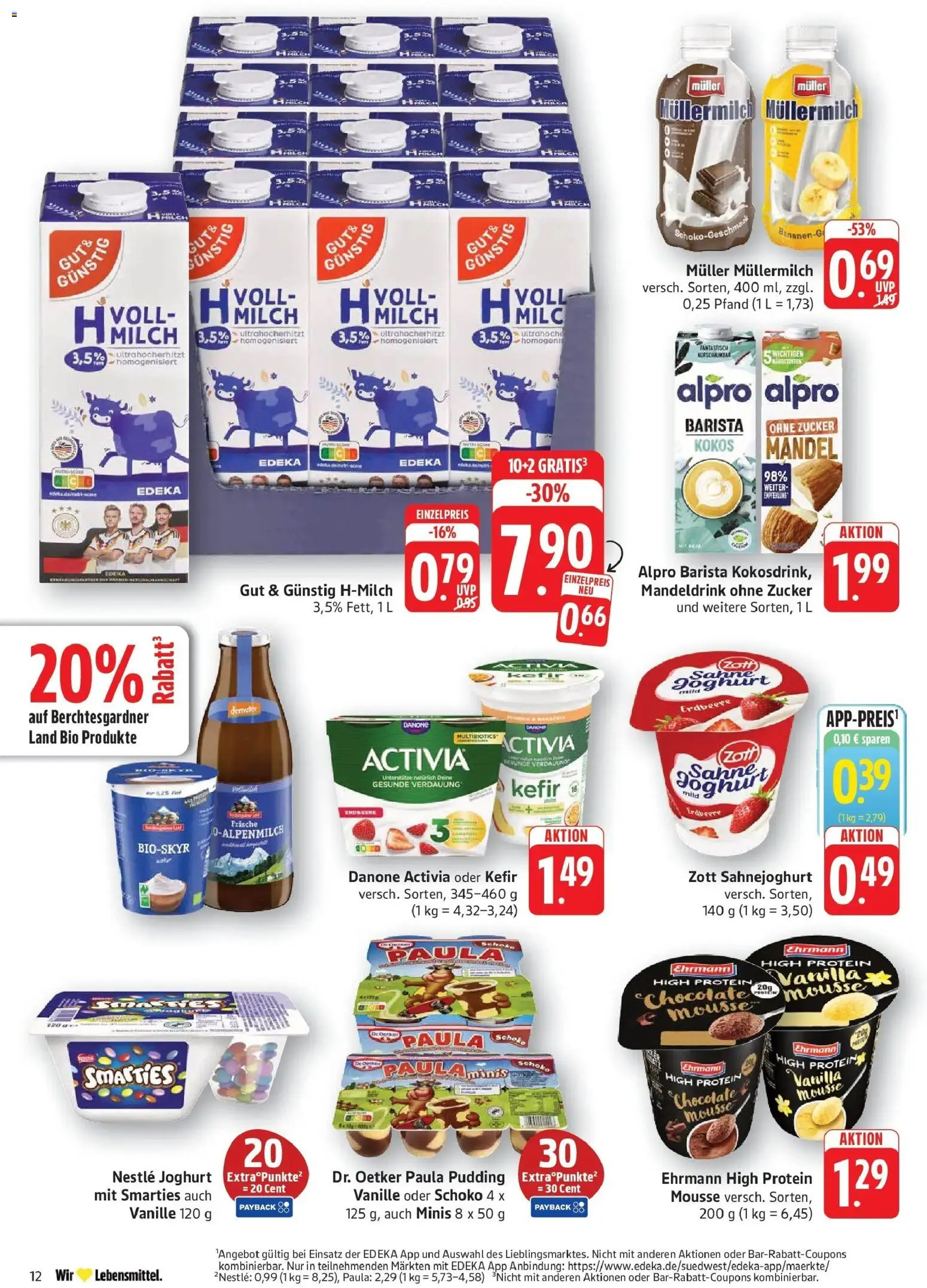 Edeka Prospekt Geislingen – gültig ab 27.07.2026 | Seite: 12 | Produkte: Activia, Smarties, Alpro, Muller mullermilch