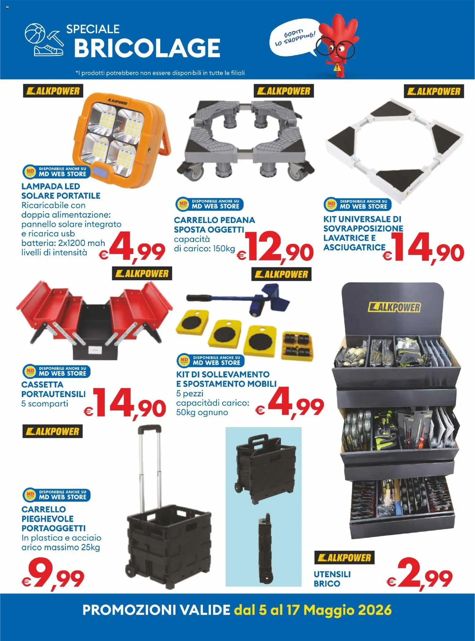 Volantino MD Discount del 05.05.2026 | Pagina: 29 | Prodotti: Carrello, Asciugatrice, USB, Lampada