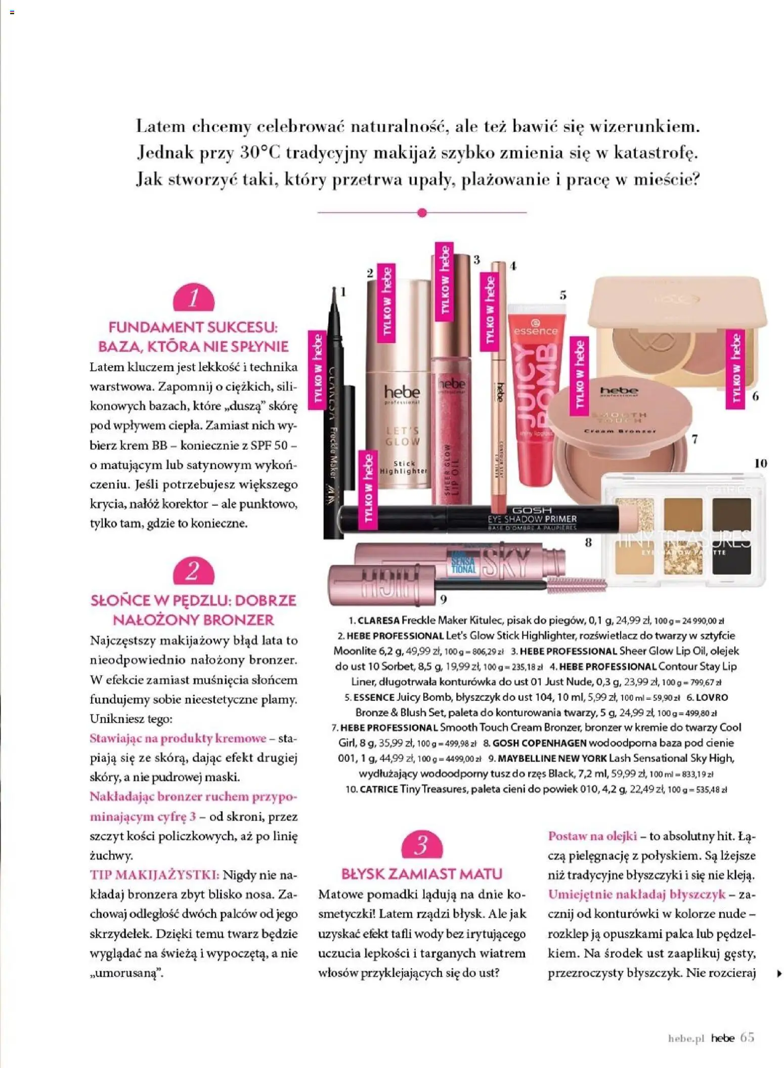 Hebe gazetka - Magazyn od 01.07.2026 | Strona: 65 | Produkty: Pędzel, krem BB, Bronzer, Konturówka
