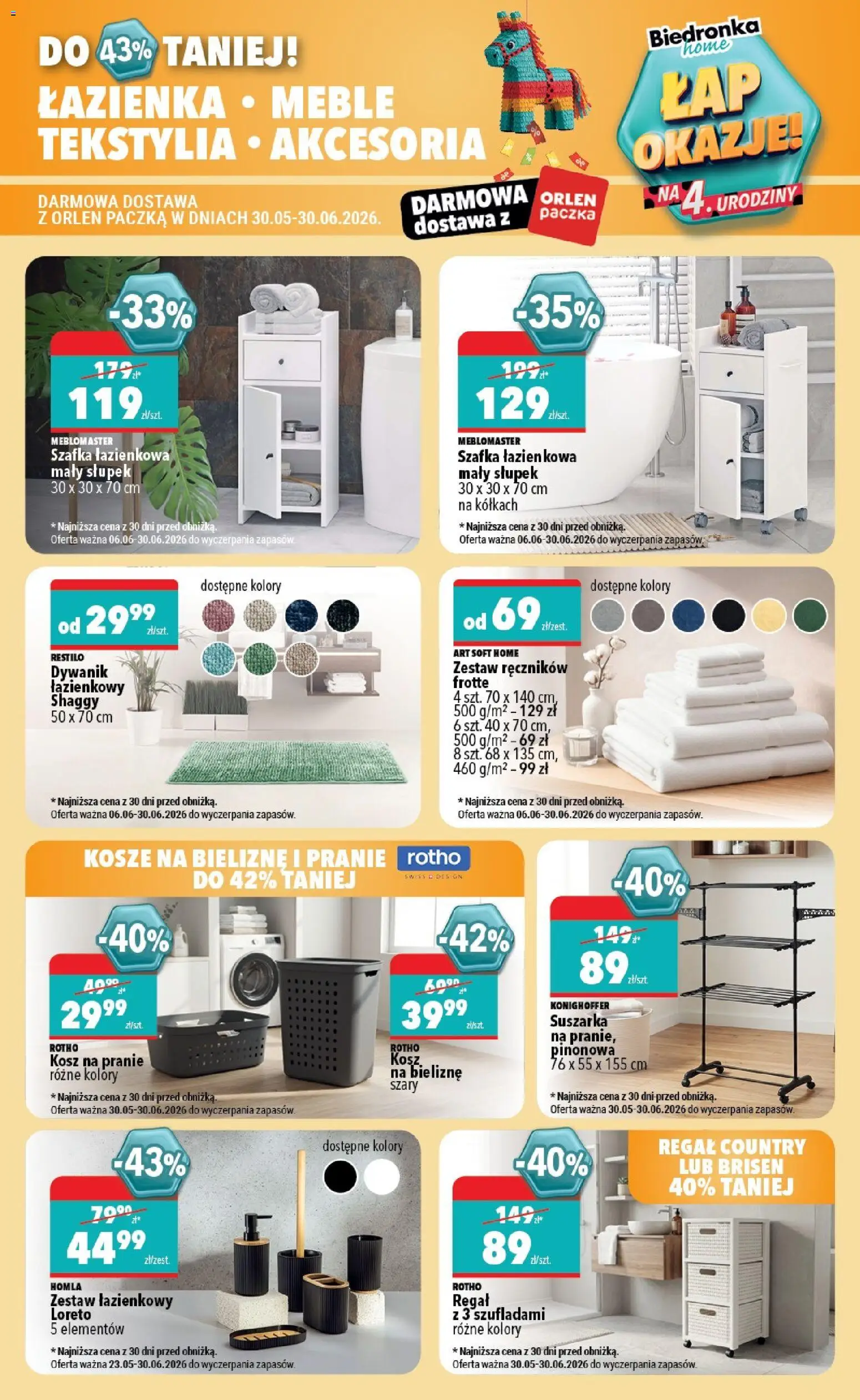 Biedronka gazetka - Home od 06.06.2026 | Strona: 3 | Produkty: Suszarka, Kosz, Szafka łazienkowa, Regał