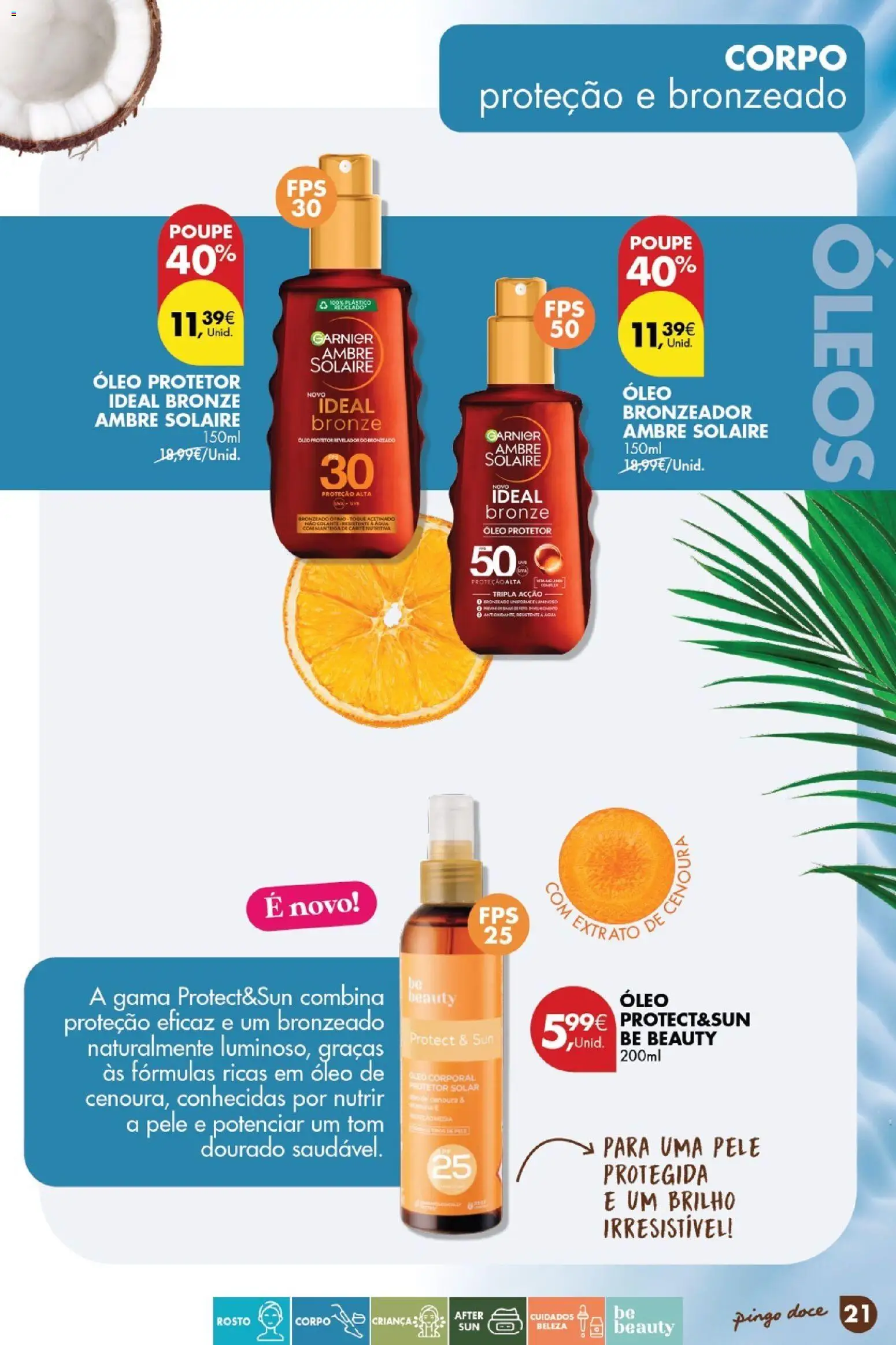 Pingo Doce Catálogo de solares 2026 │ válido de 24.03.2026 | Página: 21 | Produtos: Bronzeador, Manteiga, Óleo, Cenoura