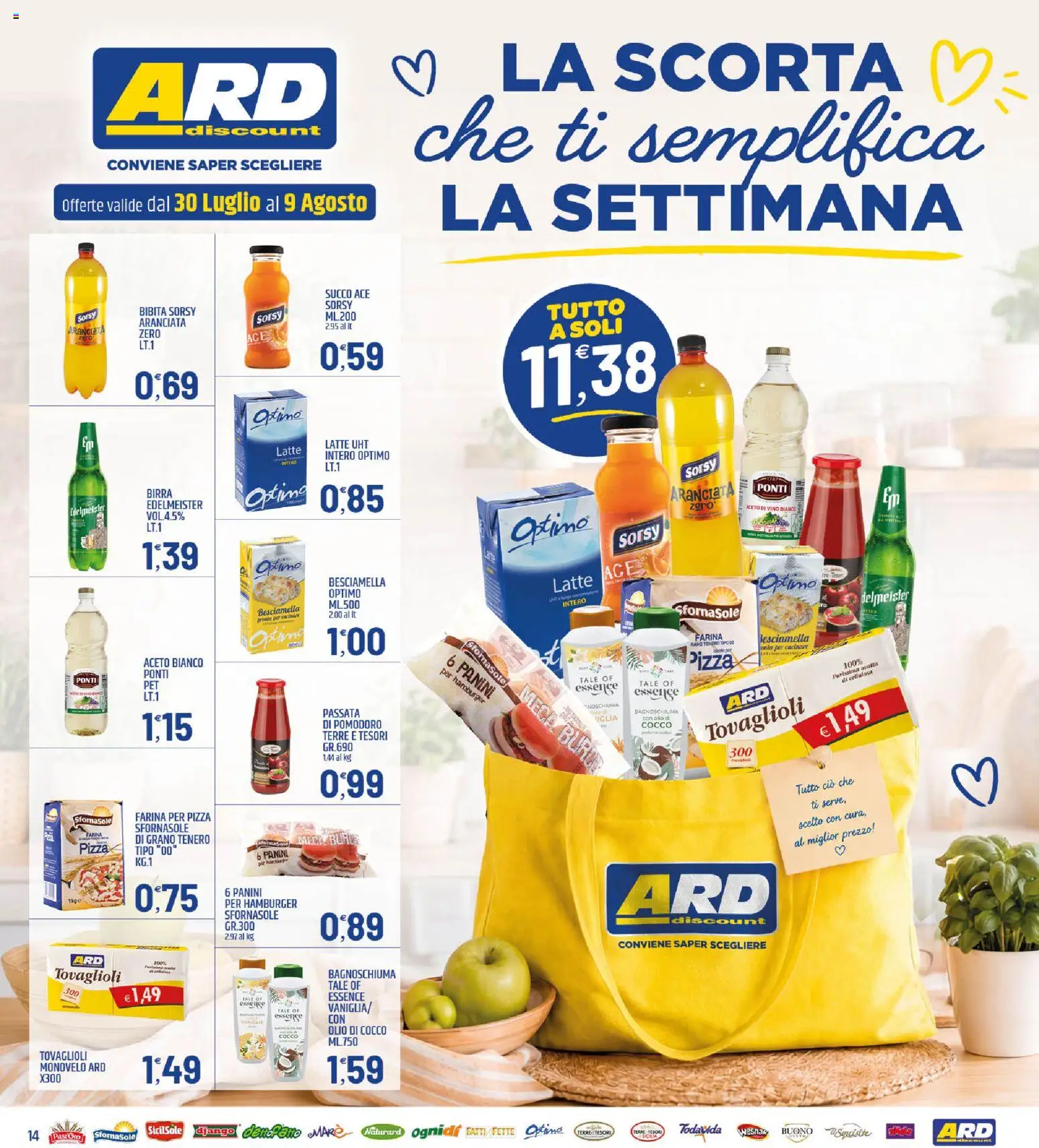 Volantino ARD Discount del 30/07/2026 | Pagina: 14 | Prodotti: Pomodoro, Farina, Bibita, Besciamella