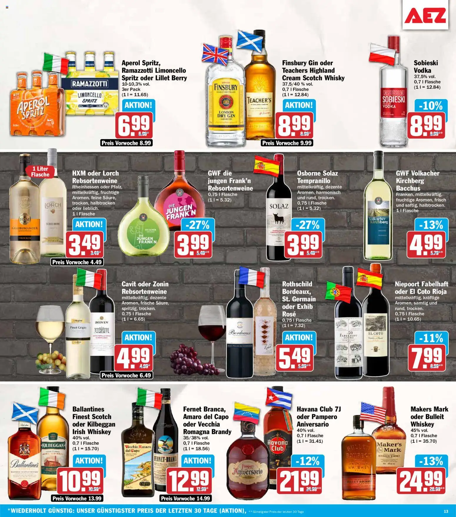 AEZ Prospekt – gültig ab 13.07.2026 | Seite: 13 | Produkte: Havana club, Osborne, Lillet, Aperol