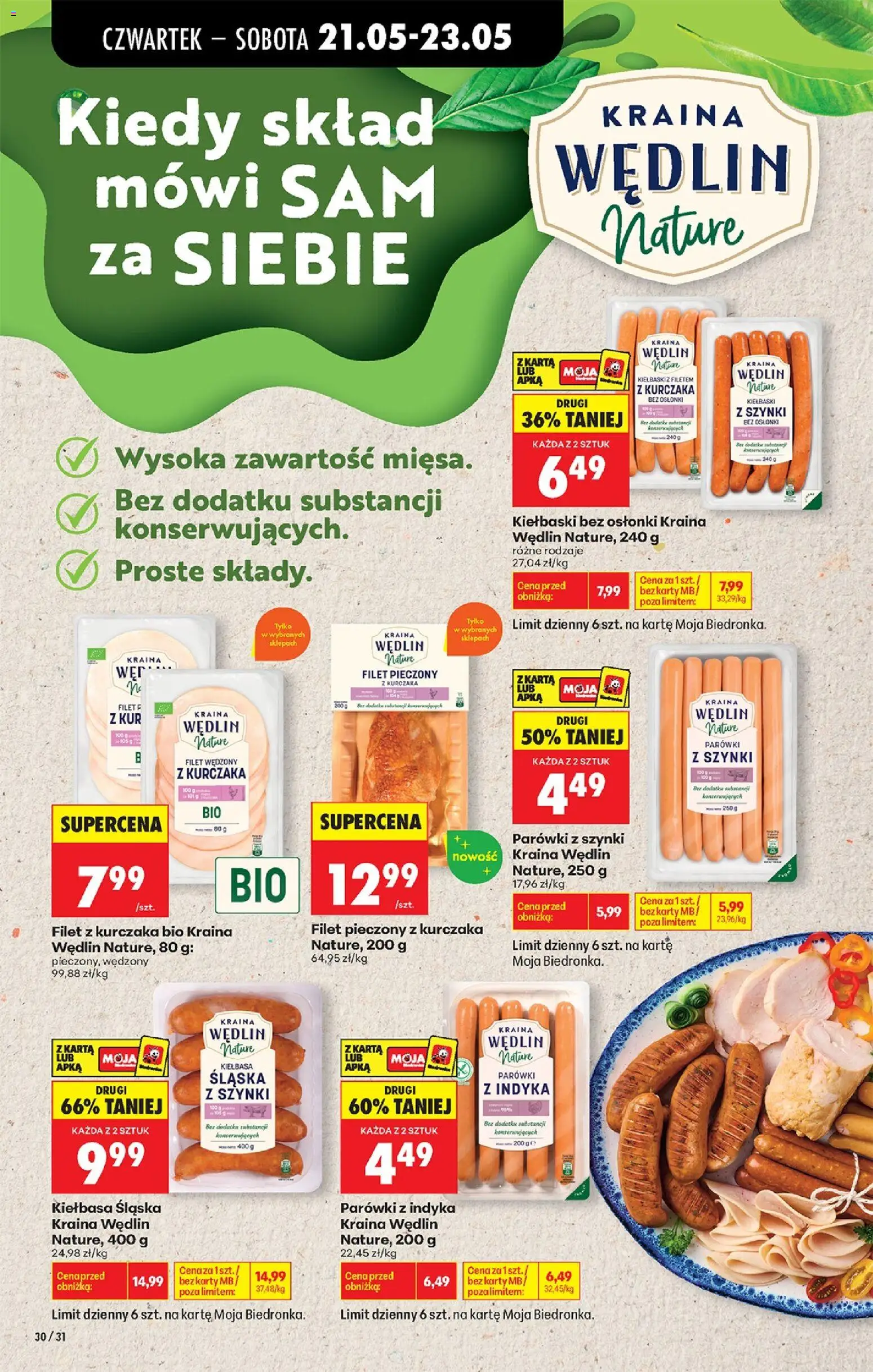 Biedronka gazetka od czwartku od 21.05.2026 | Strona: 36 | Produkty: Parówki z szynki, Filet z kurczaka, Parówki, Kiełbasa śląska