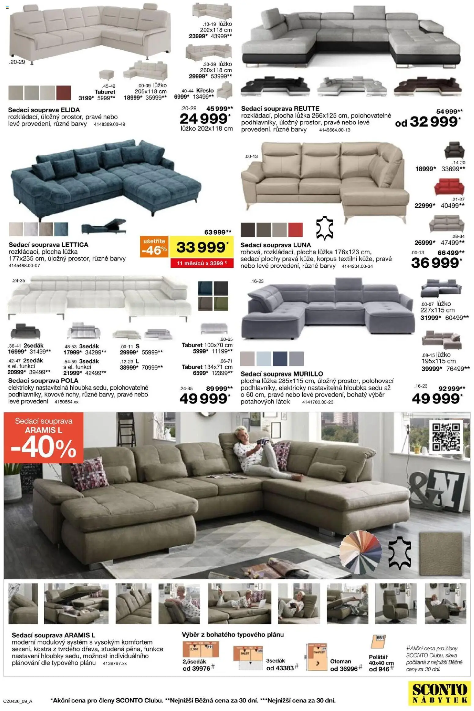Sconto nábytek leták od 04.03.2026 | Strana: 9 | Produkty: Taburet, Polštář, Křeslo, Barvy