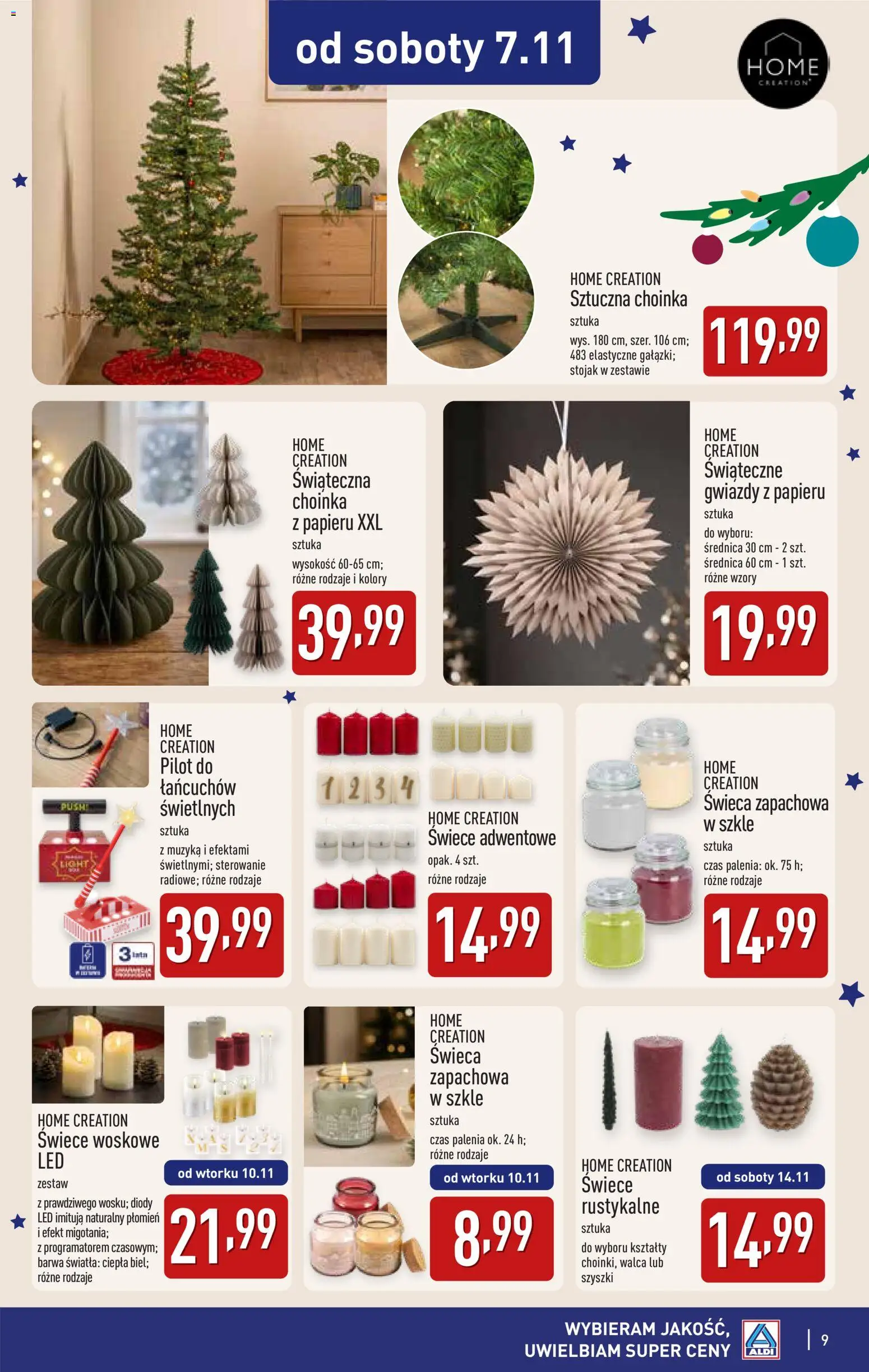 Aldi gazetka - Katalog dekoracyjny od 28.10.2026 | Strona: 9 | Produkty: Choinka, Świeca, Świece