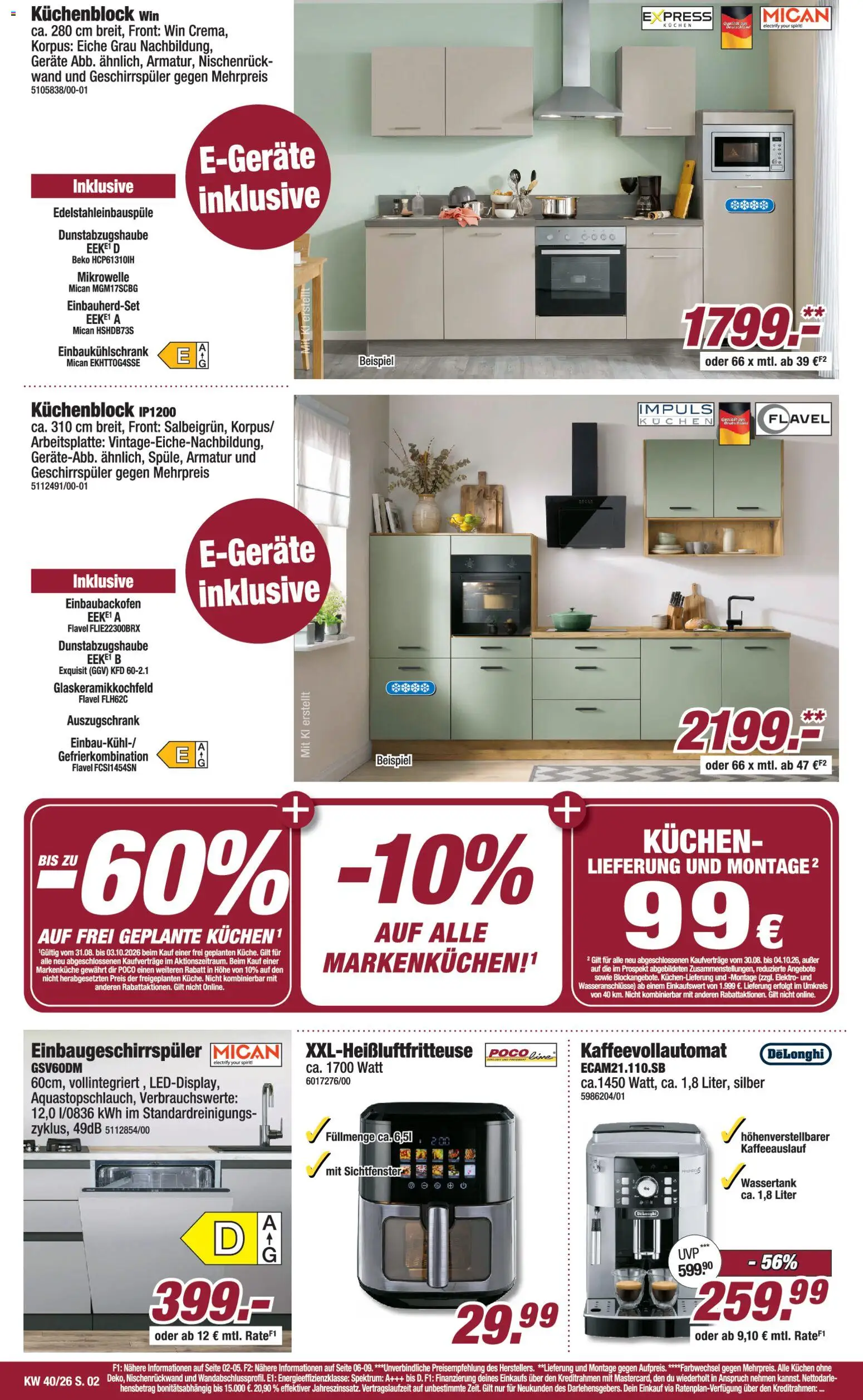 Poco Prospekt – gültig ab 27.09.2026 | Seite: 2 | Produkte: Geschirrspüler, Küchenblock, Armatur, Kuchen