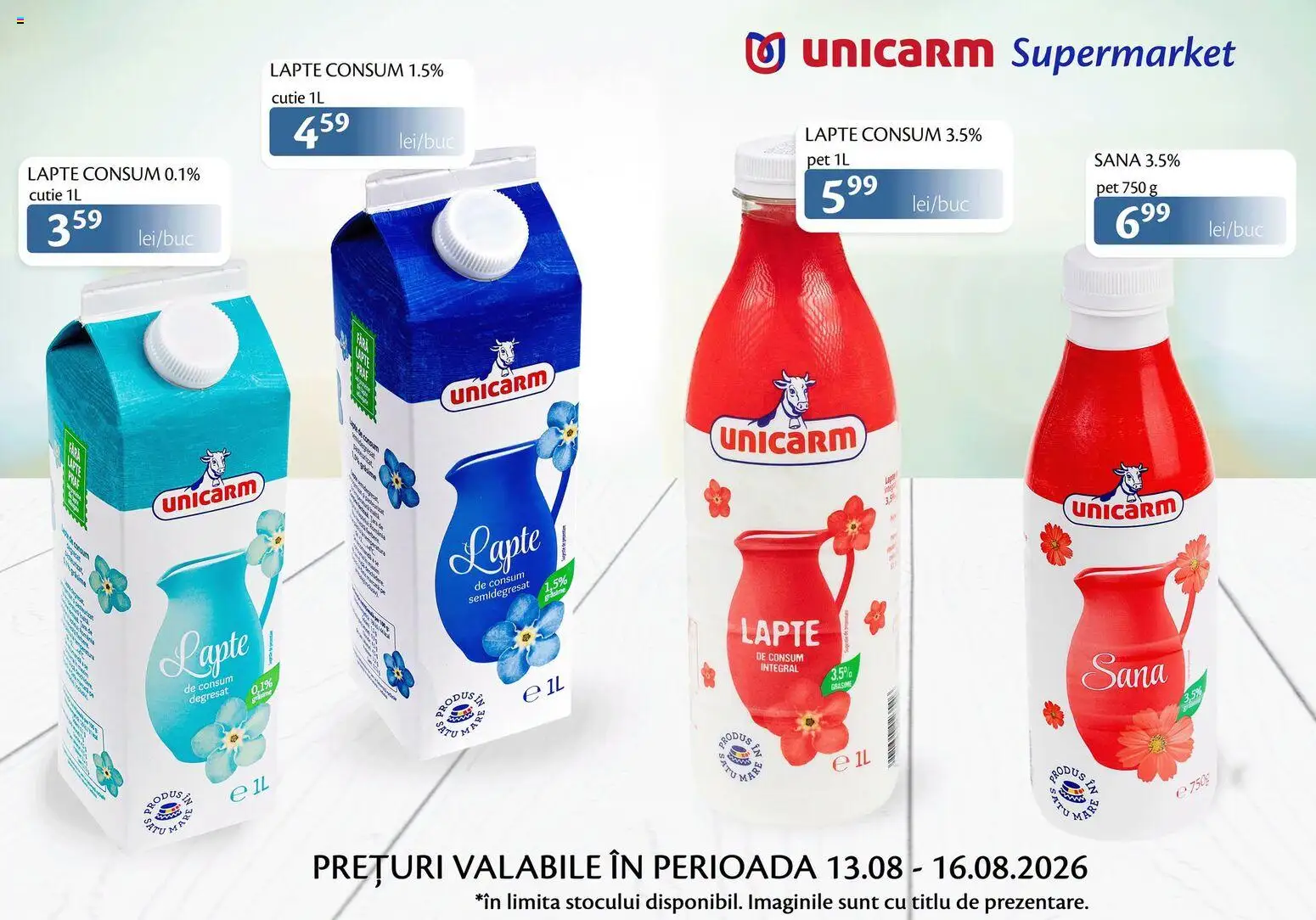 Noul catalog Unicarm – valabil de la 13.08.2026 | Pagină: 1 | Produse: Cutie, Duș, Lapte