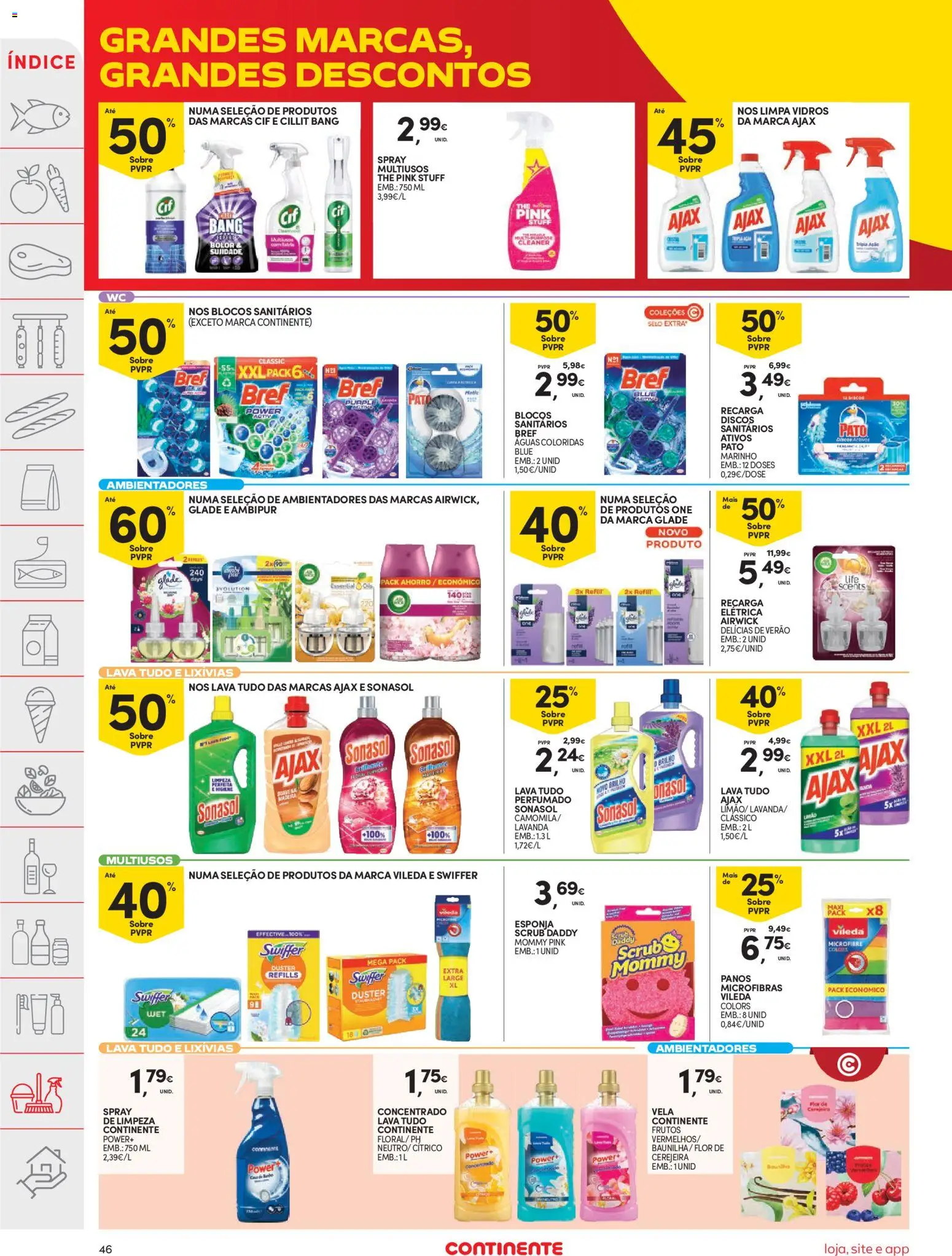 Continente folheto │ válido de 18/08/2026 | Página: 46 | Produtos: Pato, Esponja, Limpa vidros, Fato