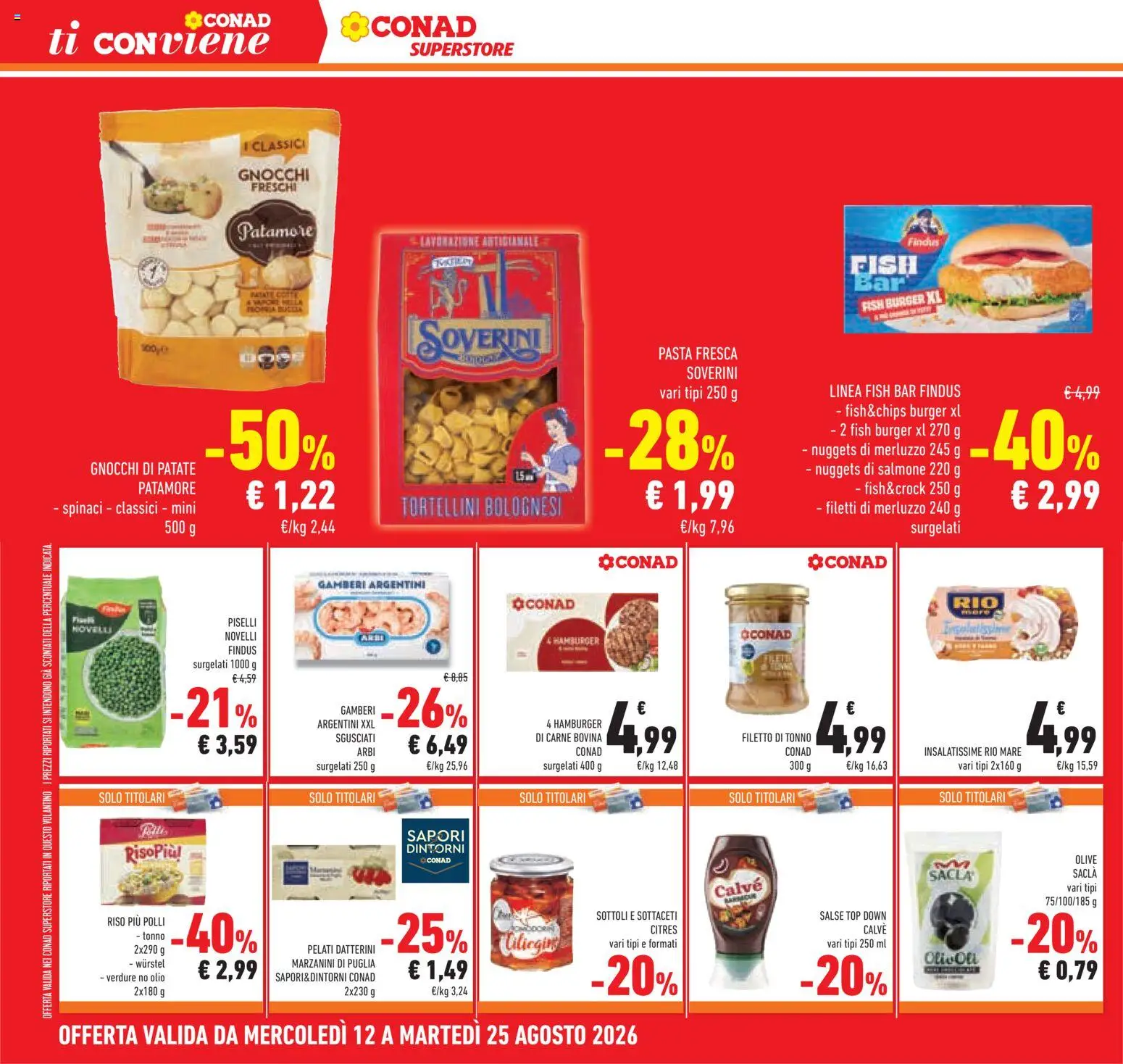 Volantino Conad del 12/08/2026 | Pagina: 26 | Prodotti: Riso, Patate, Filetto, Gnocchi di patate