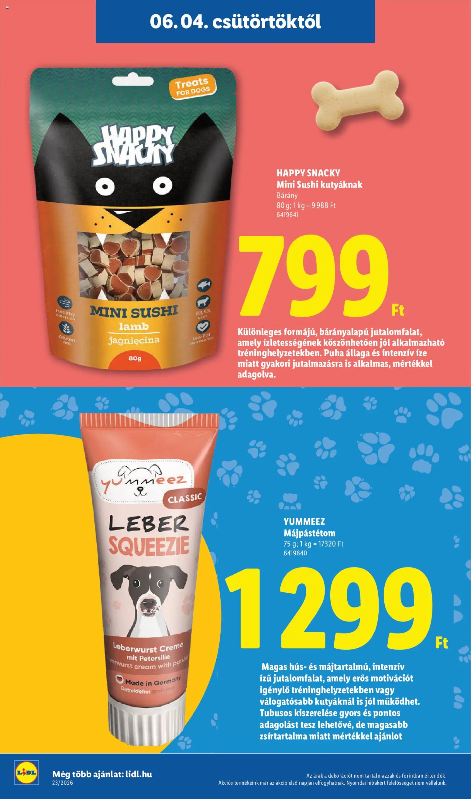 Lidl akciós ujság - amely érvényes a következő dátumtól: 04.06.2026 | Oldal: 22 | Termékek: Hús, Sushi, Protein