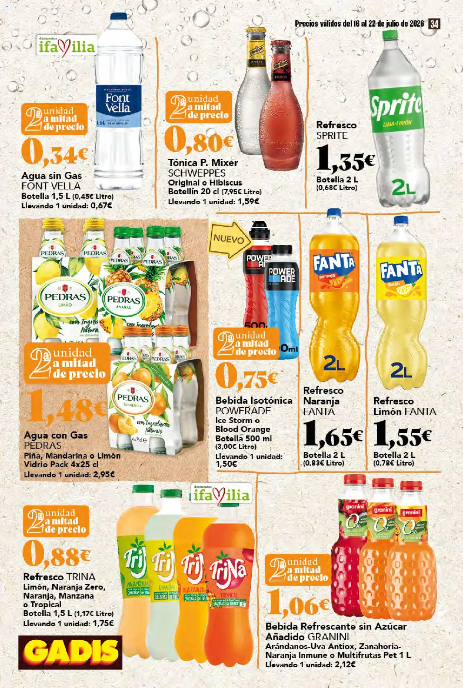 Gadis folleto │ válido desde el 16/07/2026 | Página: 34 | Productos: Agua con gas, Zanahoria, Manzana, Πρίζες