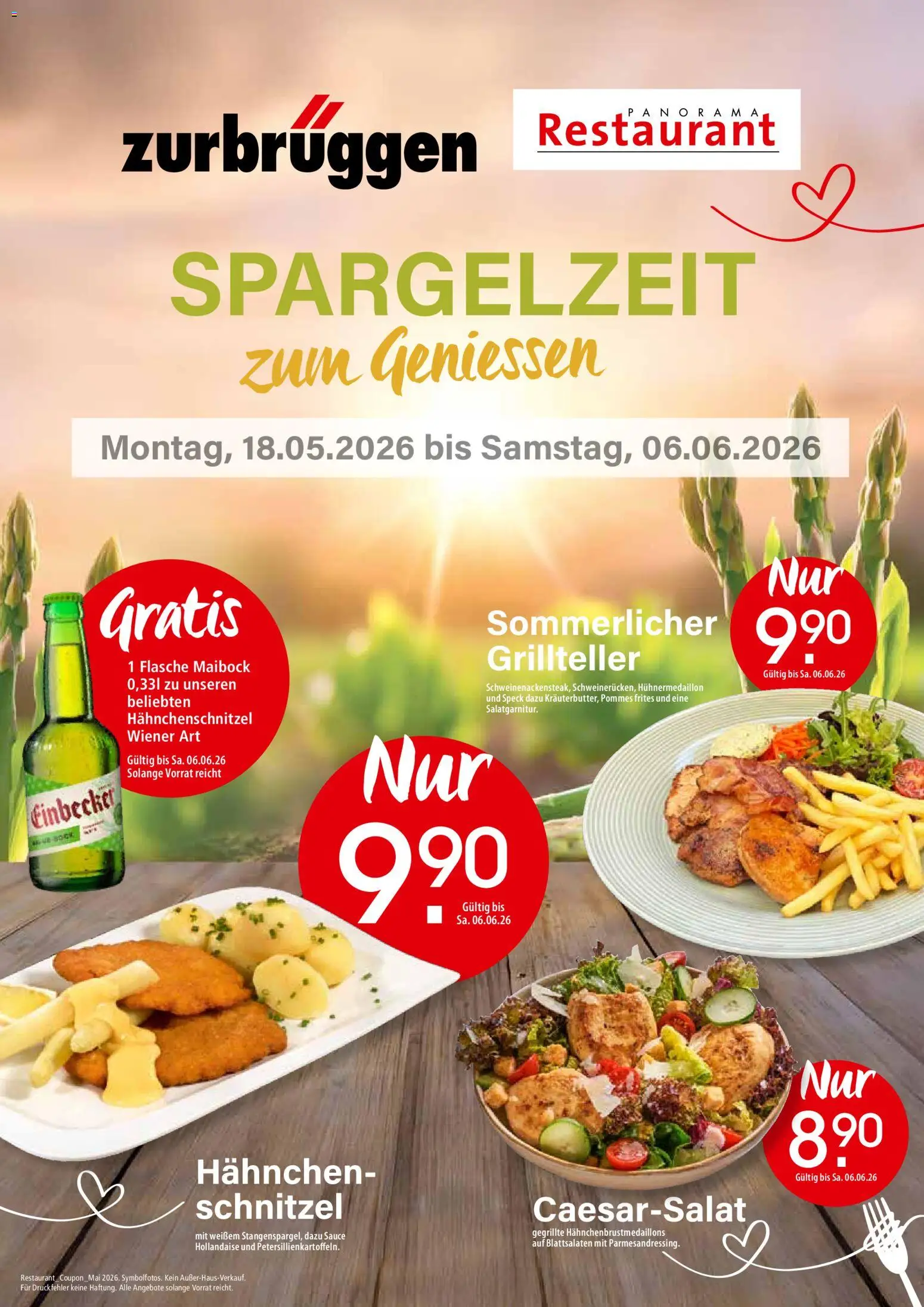 Zurbrüggen Restaurant Coupons – gültig ab 18.05.2026 | Seite: 1 | Produkte: Hahnchen, Pommes, Pommes frites, Schnitzel