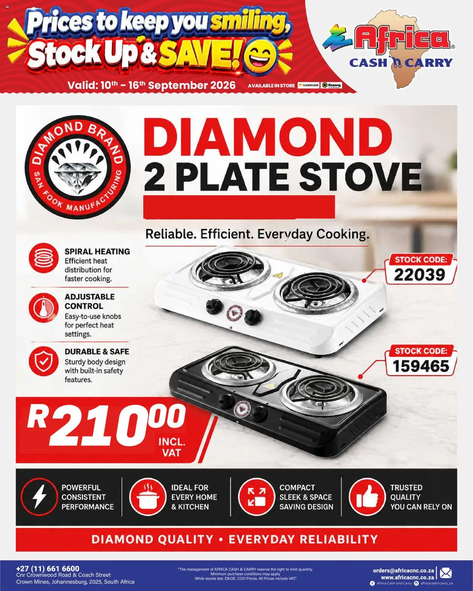 New Africa Cash & Carry catalogue – valid from 10/09/2026 | Page: 35 | Products: Stove, Plate, Stock