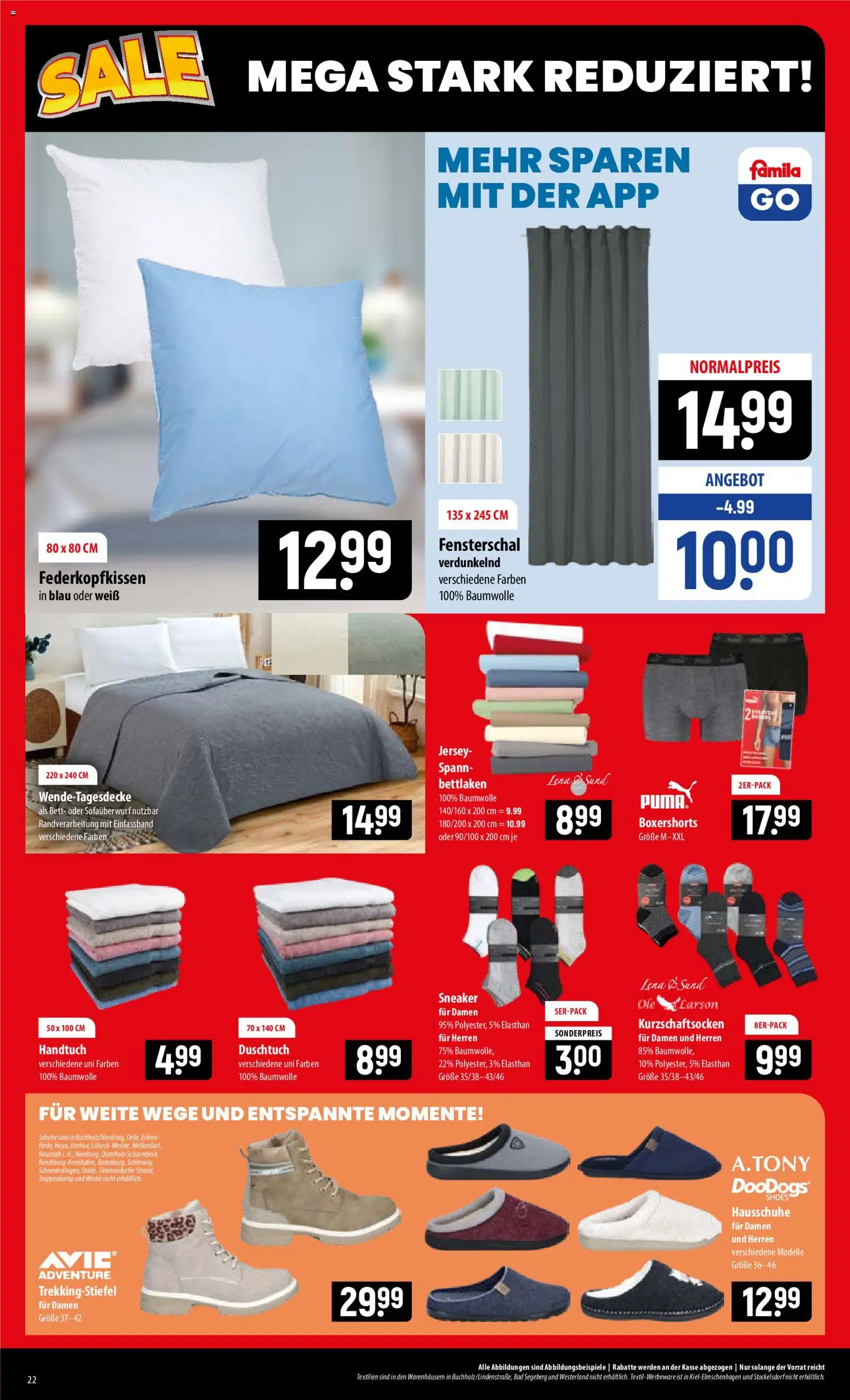 Famila Prospekt – gültig ab 31.08.2026 | Seite: 22 | Produkte: Bett, Bad, Hausschuhe