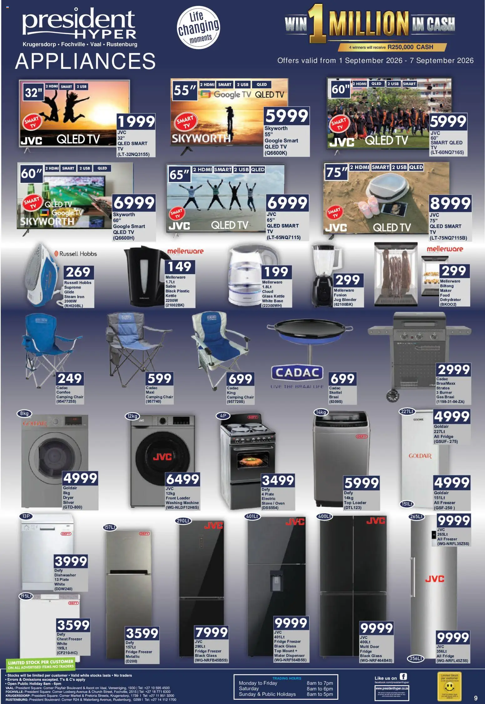 New President Hyper catalogue – valid from 01/09/2026 | Page: 9 | Products: Washing machine, Stove, Kettle, Fridge