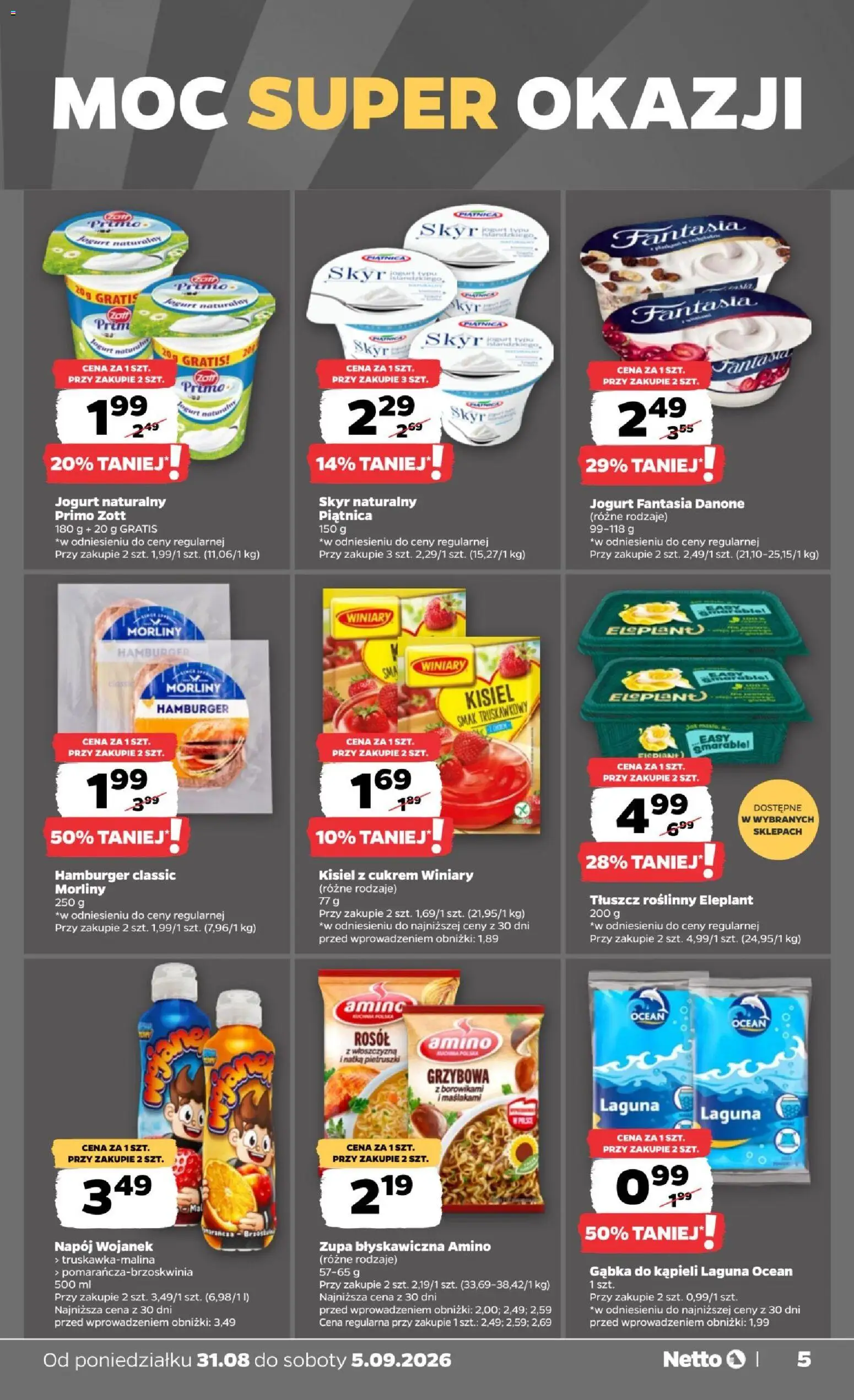 Netto gazetka od poniedziałku od 31.08.2026 | Strona: 5 | Produkty: Piątnica, Natka pietruszki, Gąbka, Skyr
