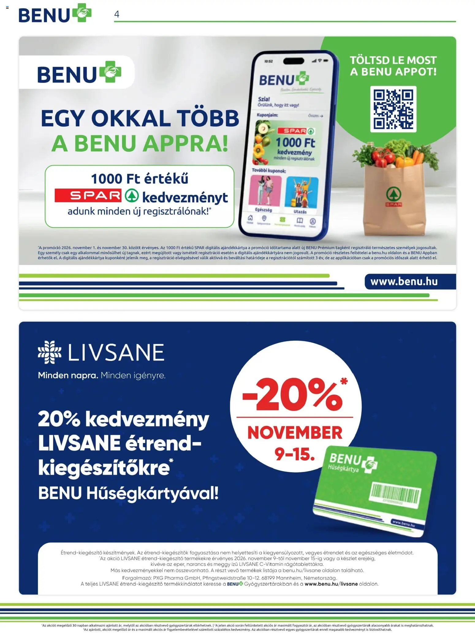 BENU Gyógyszertárak akciós ujság - amely érvényes a következő dátumtól: 2026.11.01. | Oldal: 4 | Termékek: Meggy, Lé, Rák, Narancs