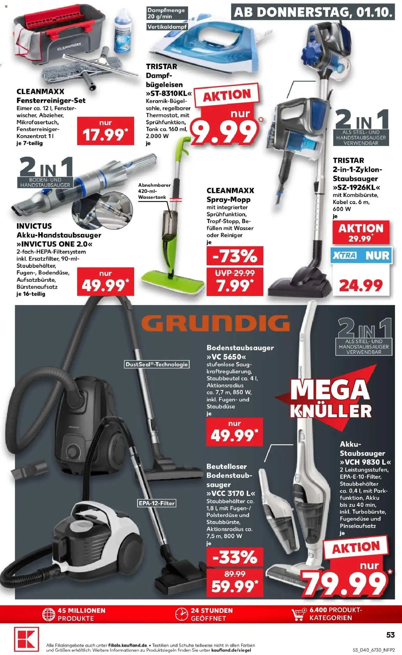 Prospekt Kaufland ab 28.09.2026 » Angebote Online zum Blättern | Seite: 63 | Produkte: Kabel, Staubsauger, Bügeleisen, Wasser