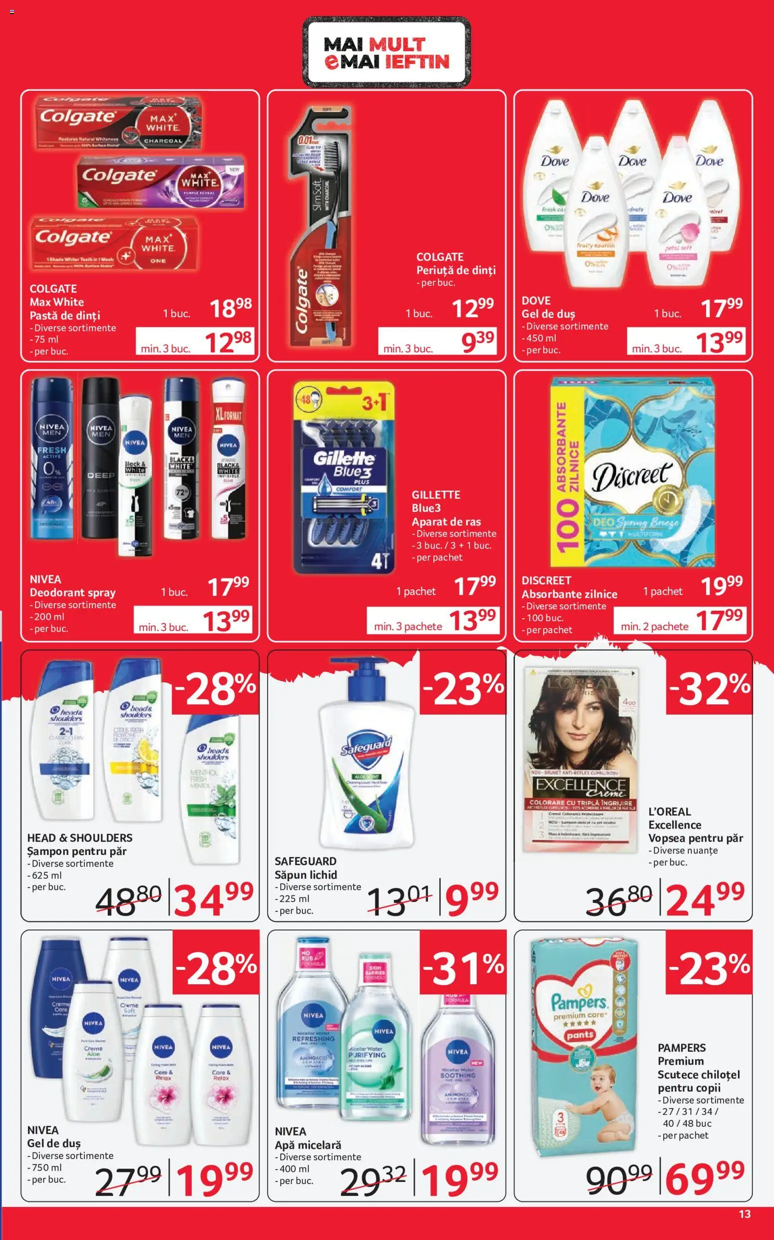 Noul catalog Selgros – valabil de la 21.08.2026 | Pagină: 13 | Produse: Active, Săpun, Pastă de dinți, Apă