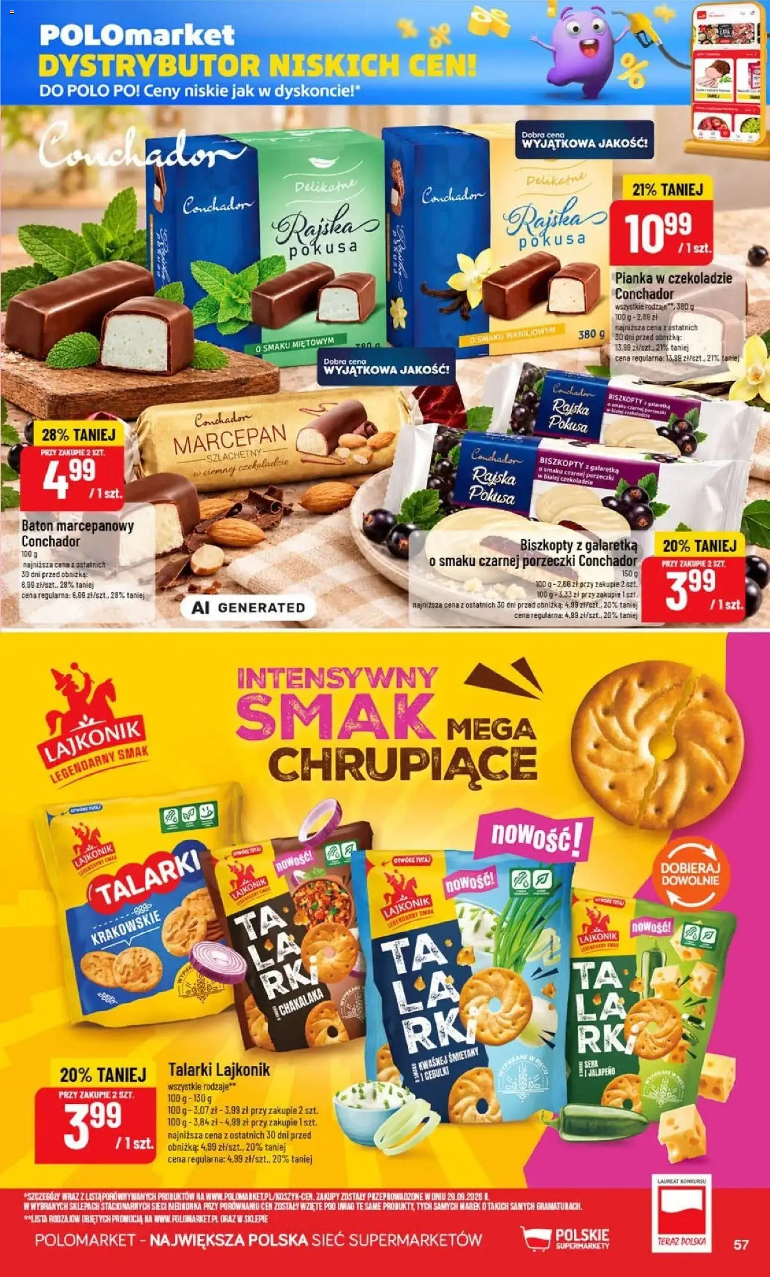 Nowa POLOmarket gazetka od jutra 21.10.2026 | Strona: 57 | Produkty: Galaretka, Biszkopty, Baton, Marcepan
