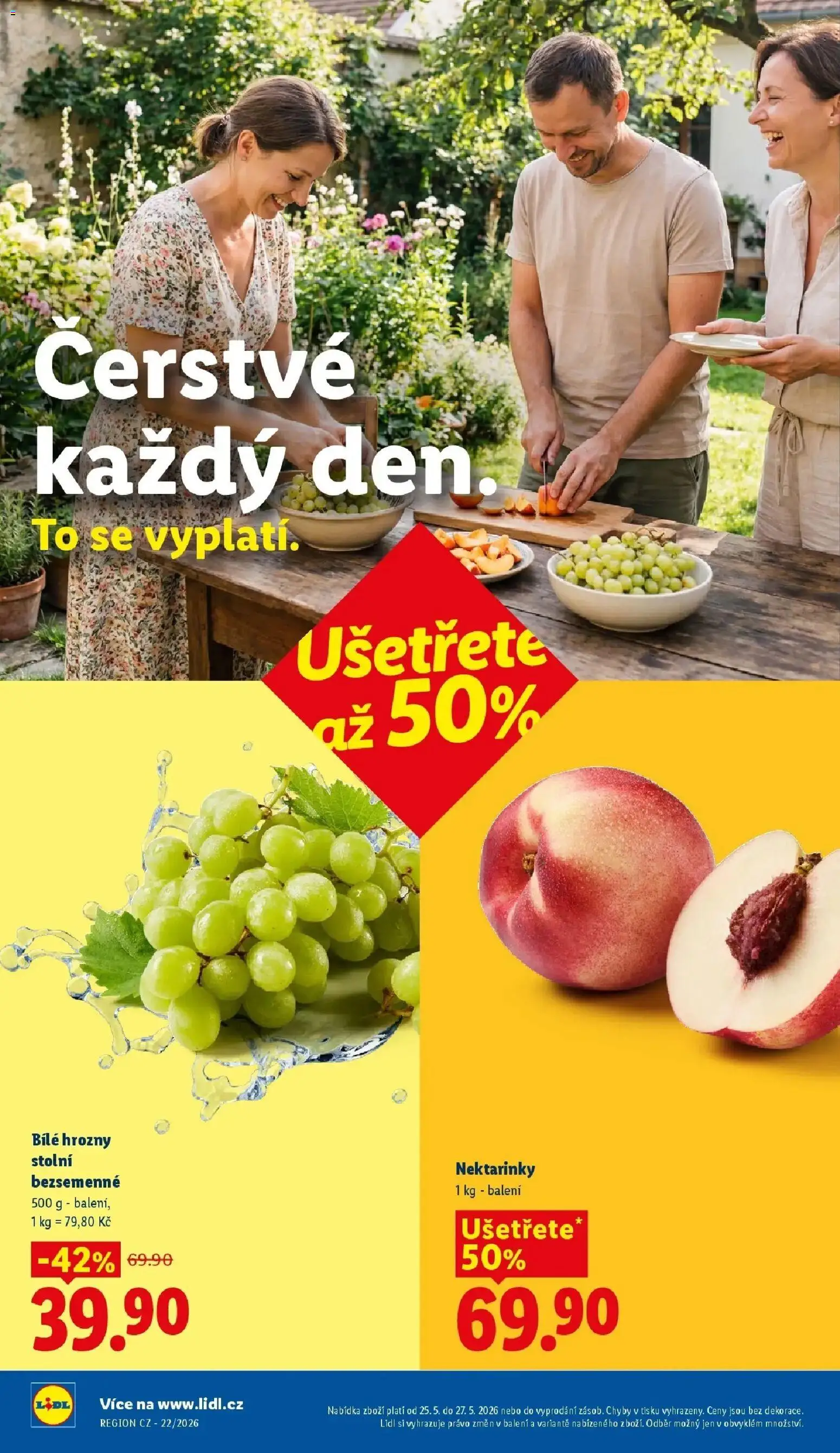 Lidl aktuální leták od 25.05.2026 | Strana: 10 | Produkty: Nektarinky, Bílé hrozny, Hrozny