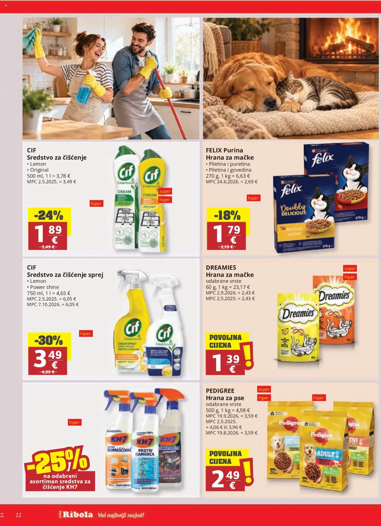 Ribola katalog | vrijedi od 28.10.2026 | Stranica: 22 | Proizvodi: Sredstva za čiščenje, Piletina, Hrana za pse, Govedina