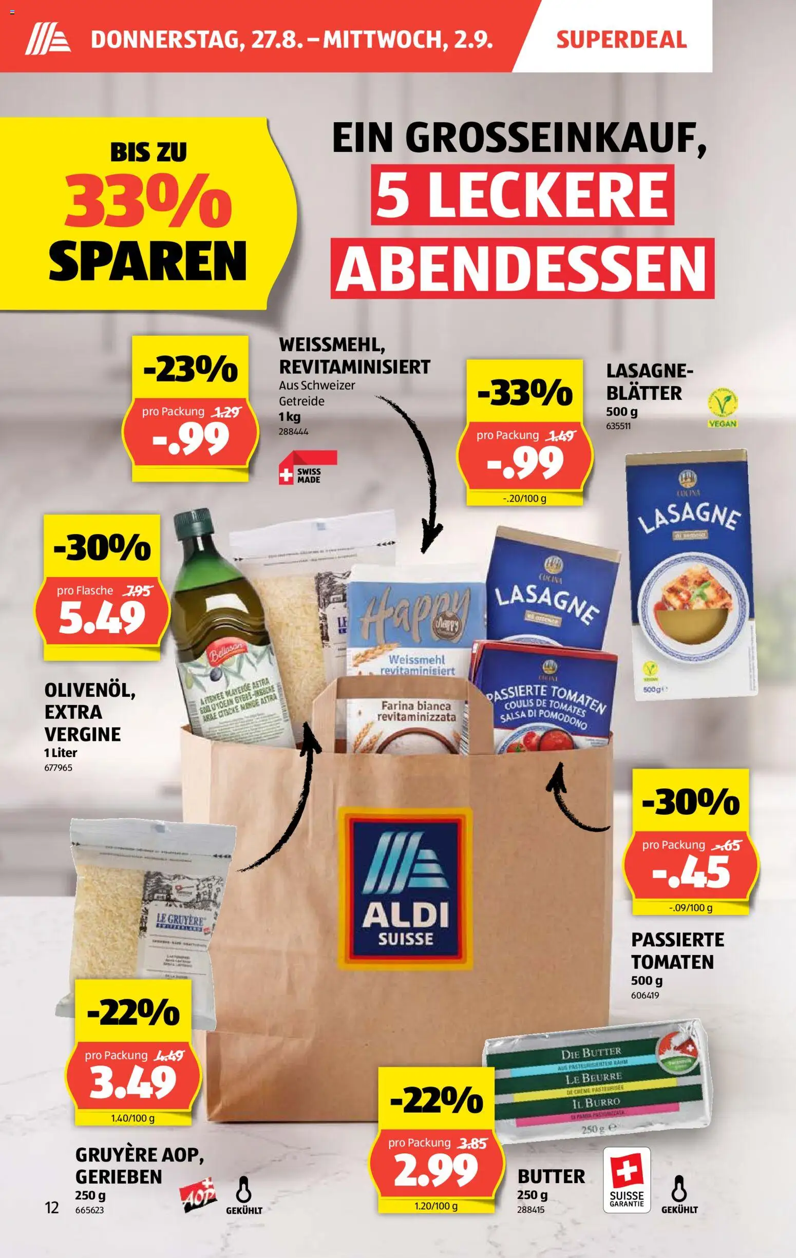 Aldi aktionen – gültig ab 27.08.2026 | Seite: 12 | Produkte: Butter, Tomaten, Getreide