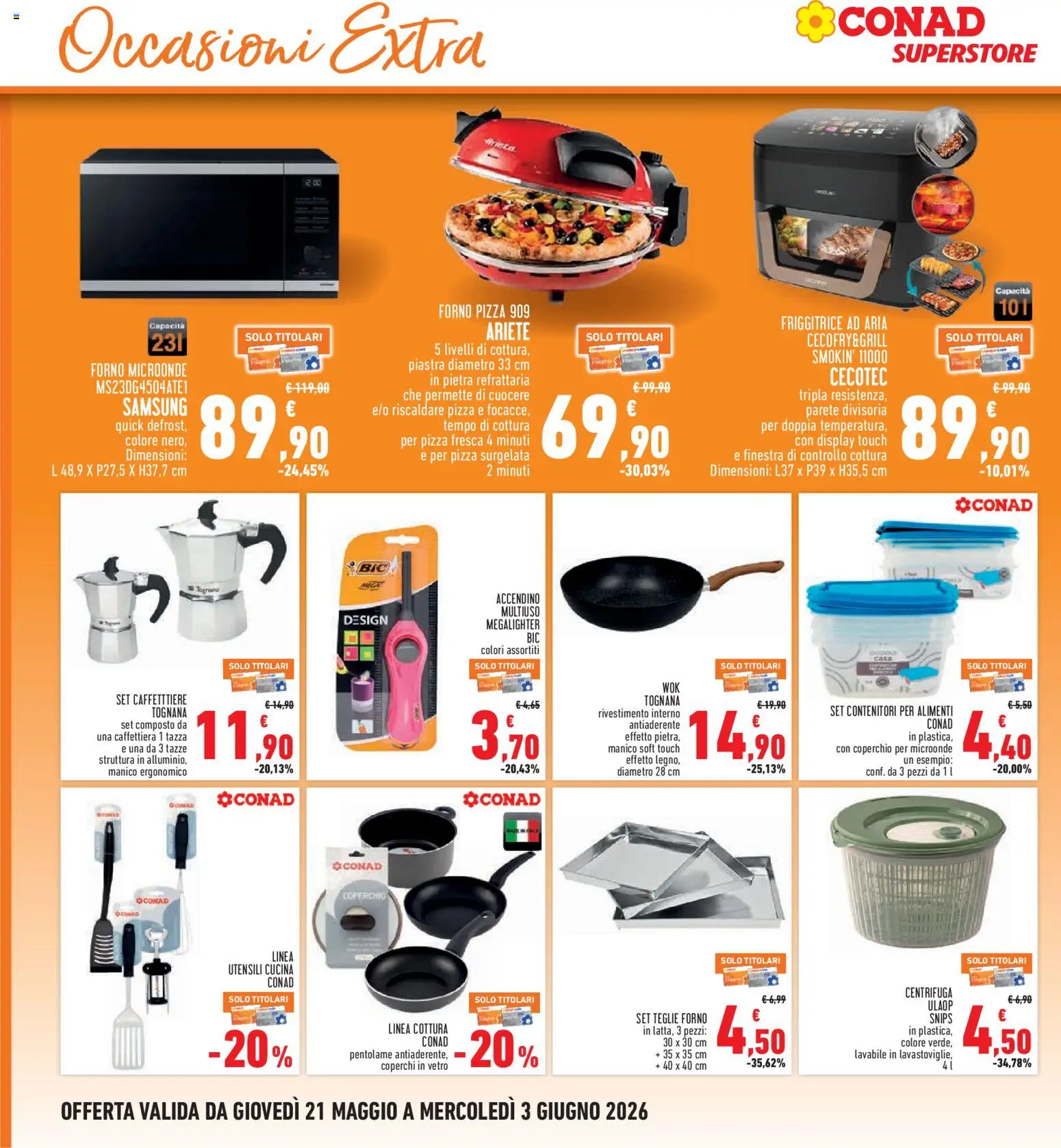 Volantino Conad del 21.05.2026 | Pagina: 24 | Prodotti: Microonde, Forno, Friggitrice, Samsung