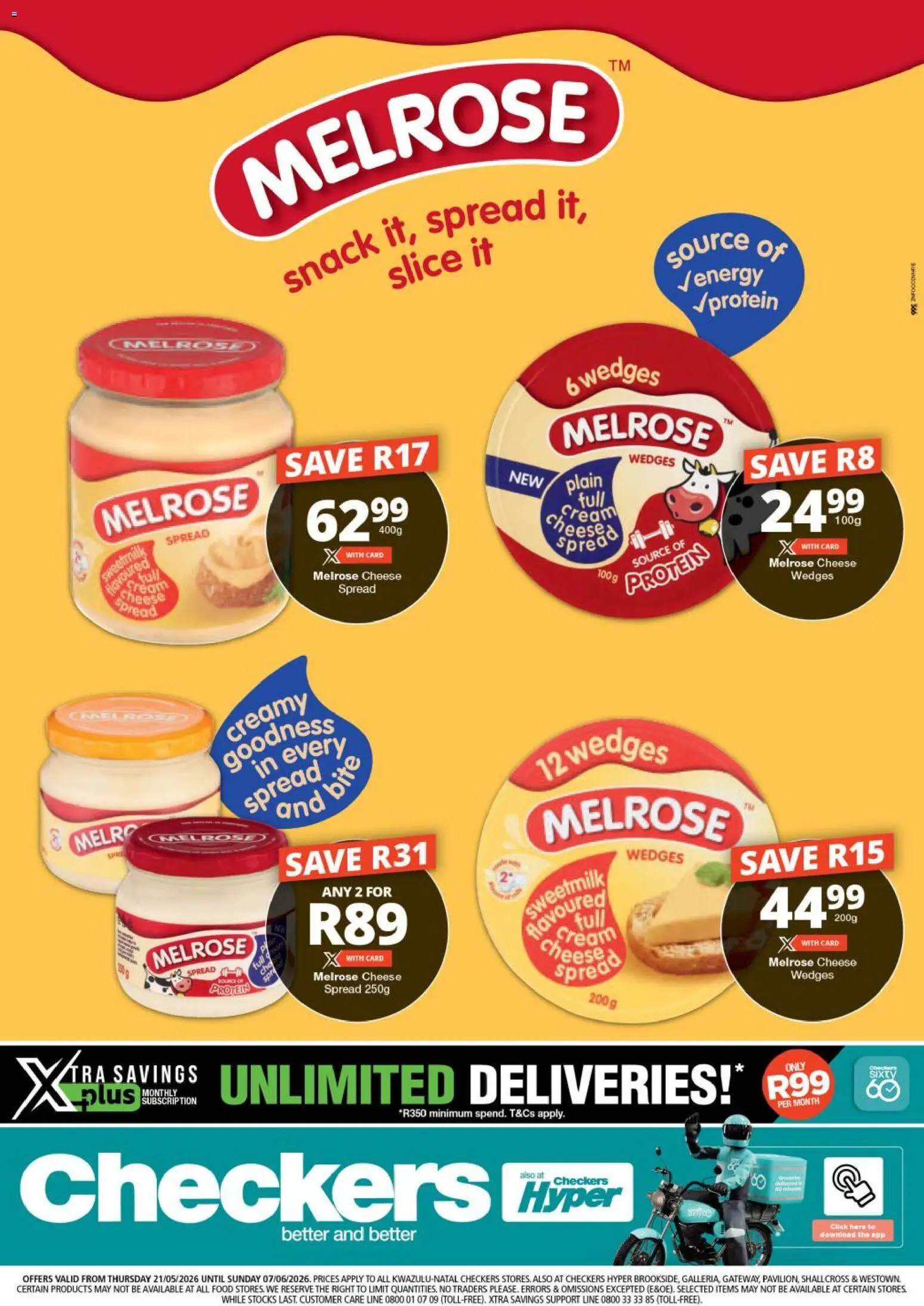 New Checkers catalogue – valid from 21.05.2026 | Page: 1 | Products: Detergente líquido, Cheese, Cream