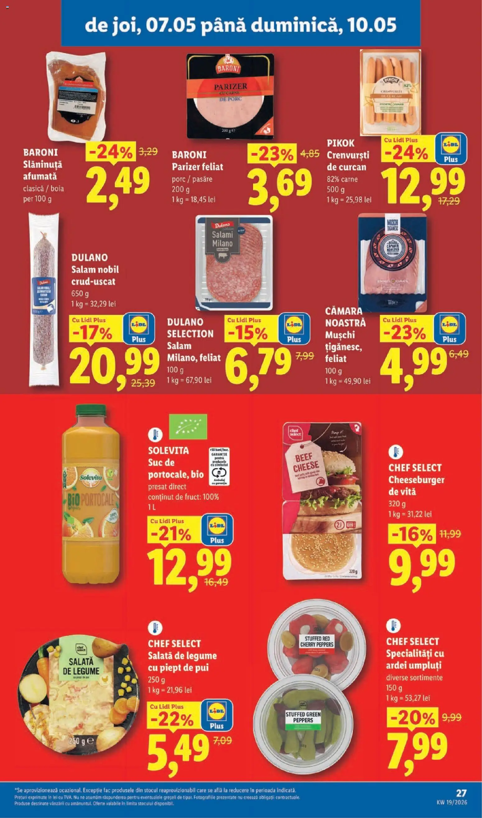 Noul catalog Lidl – valabil de la 04.05.2026 | Pagină: 27 | Produse: Şerit ödül, Crenvurști, Salată, Legume