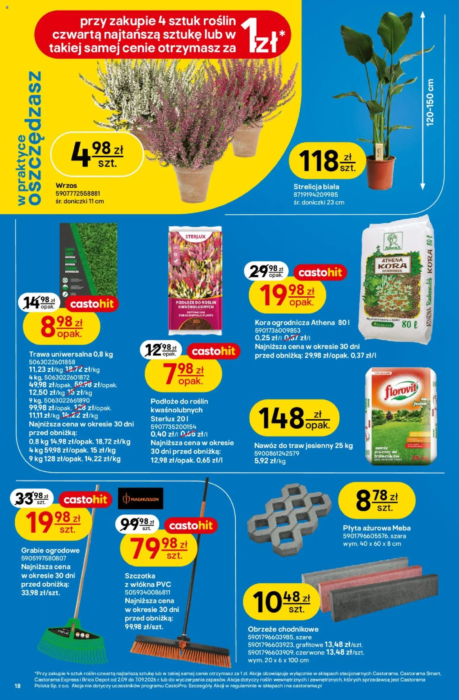 Castorama gazetka od 02.09.2026 | Strona: 18 | Produkty: Podłoże, Podłoże do roślin, Wrzos, Szczotka