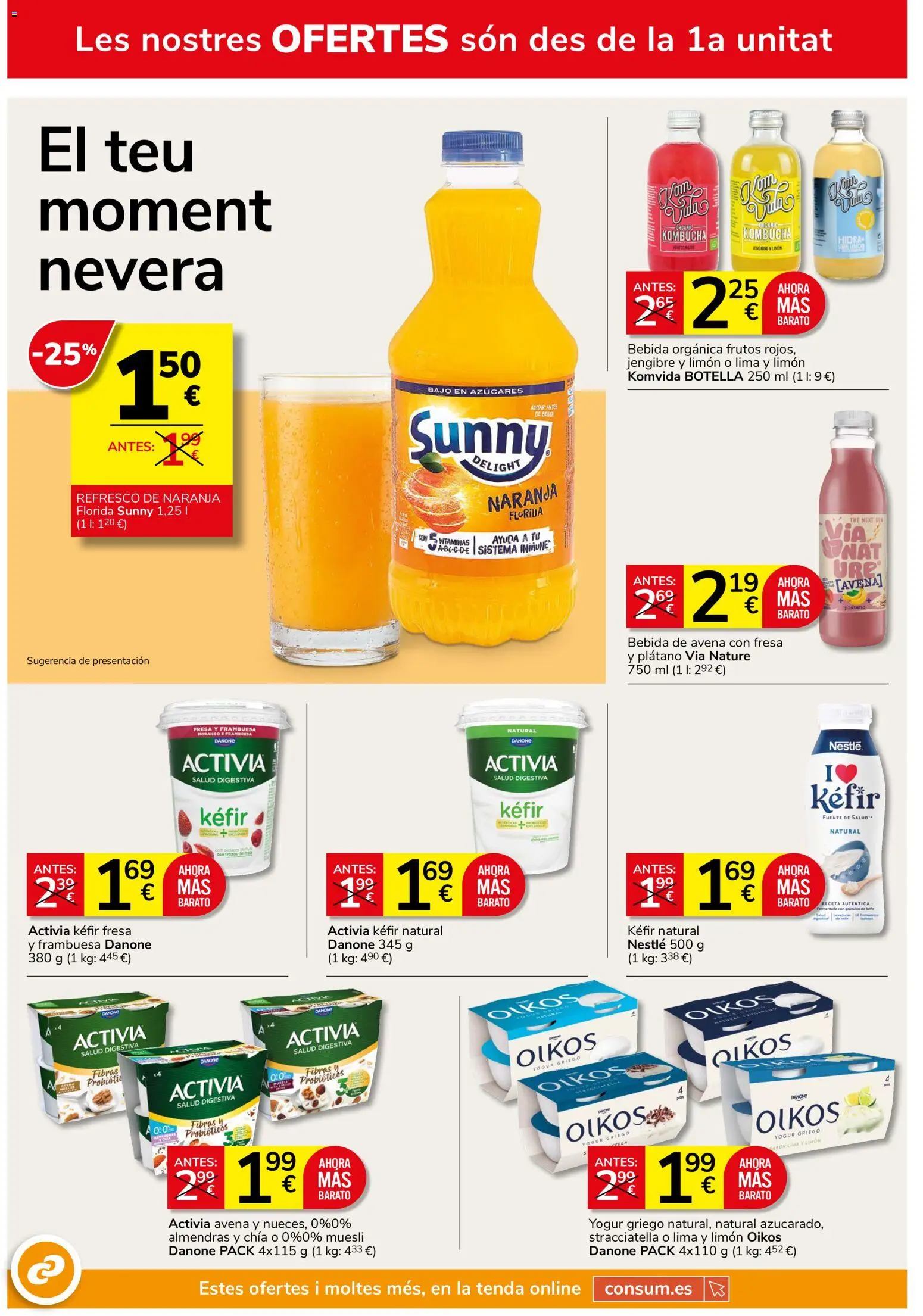Consum folleto │ válido desde el 25/06/2026 | Página: 4 | Productos: Yogur, Μαγειρική εστία, Bebida de avena, Nevera