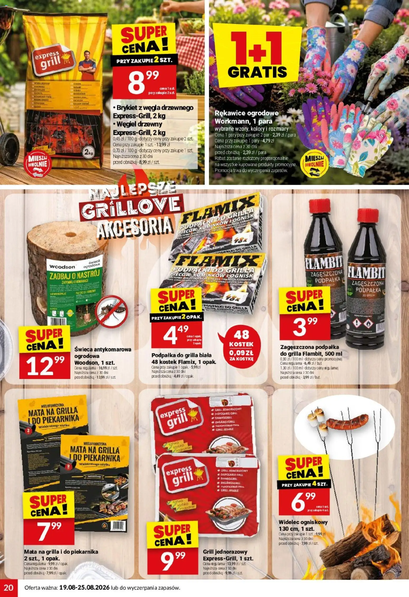 Twój Market gazetka od 19.08.2026 | Strona: 20 | Produkty: Węgiel drzewny, Grill, Podpałka do grilla, Grill jednorazowy