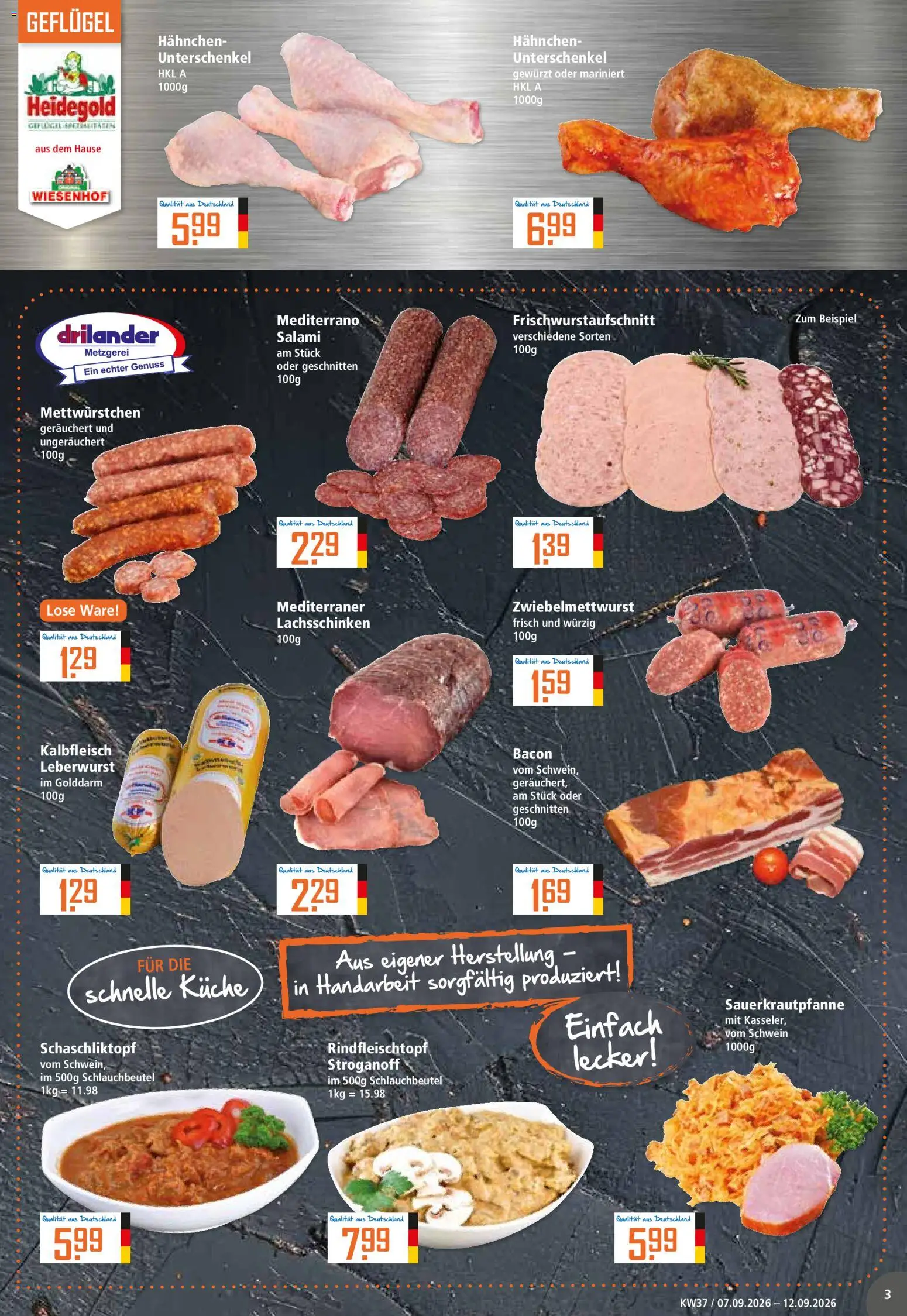 Klaas & Kock Prospekt – gültig ab 07.09.2026 | Seite: 3 | Produkte: Hahnchen, Küche, Salami