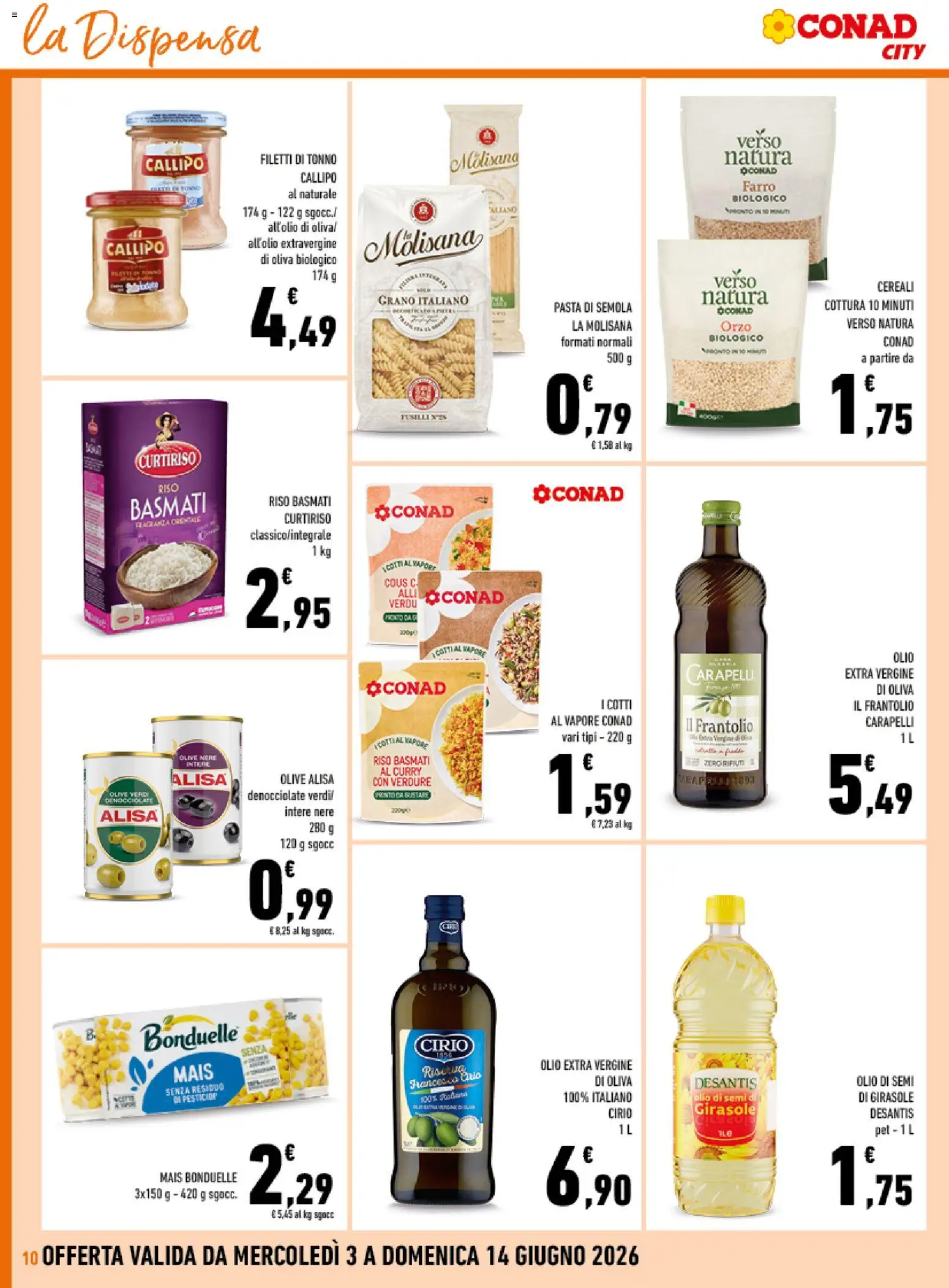 Volantino Conad del 04.06.2026 | Pagina: 10 | Prodotti: Riso Basmati, Cereali, Mais, Farro