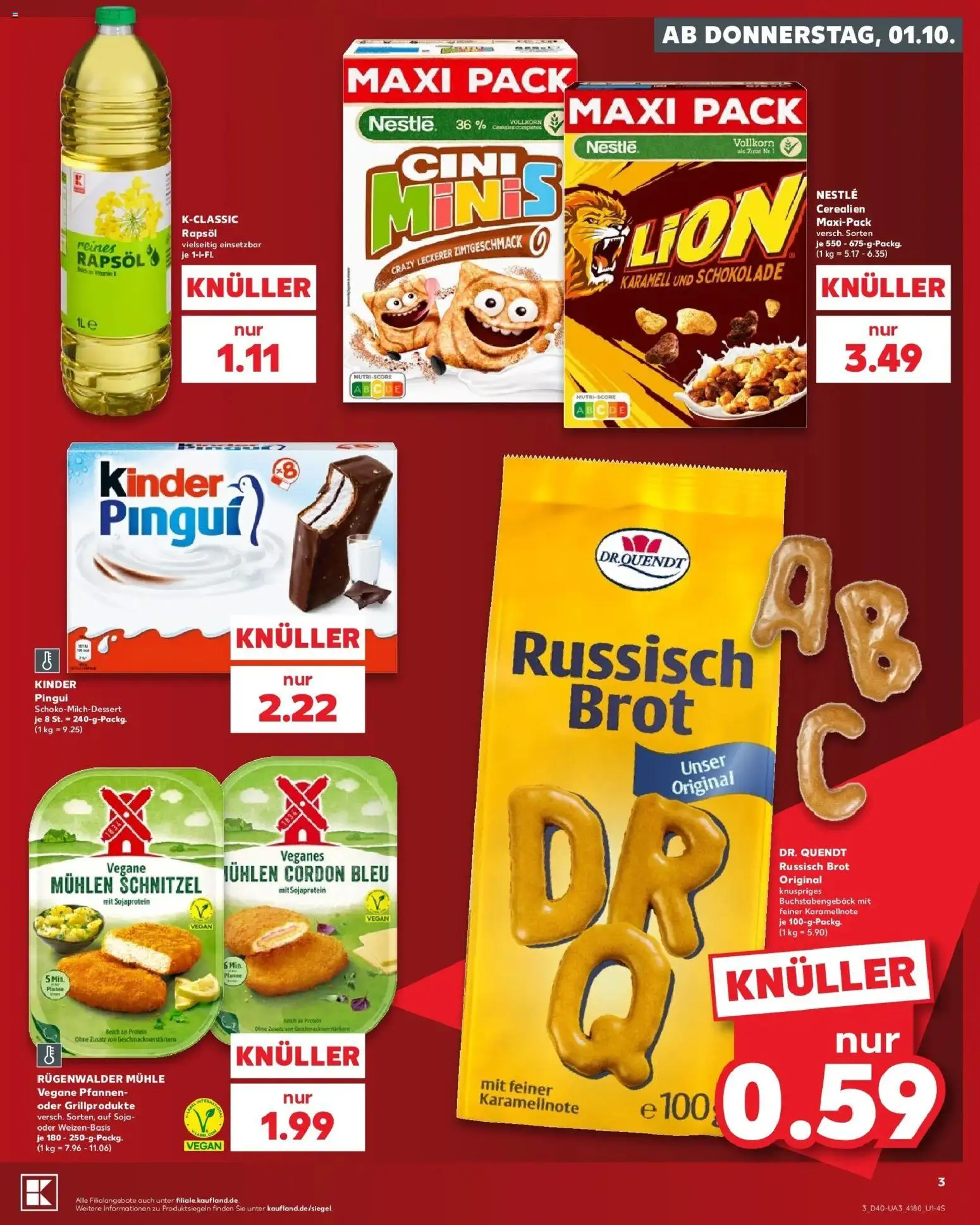 Prospekt Kaufland ab 28.09.2026 » Angebote Online zum Blättern | Seite: 13 | Produkte: Mühle, Rapsöl, Schnitzel, Brot