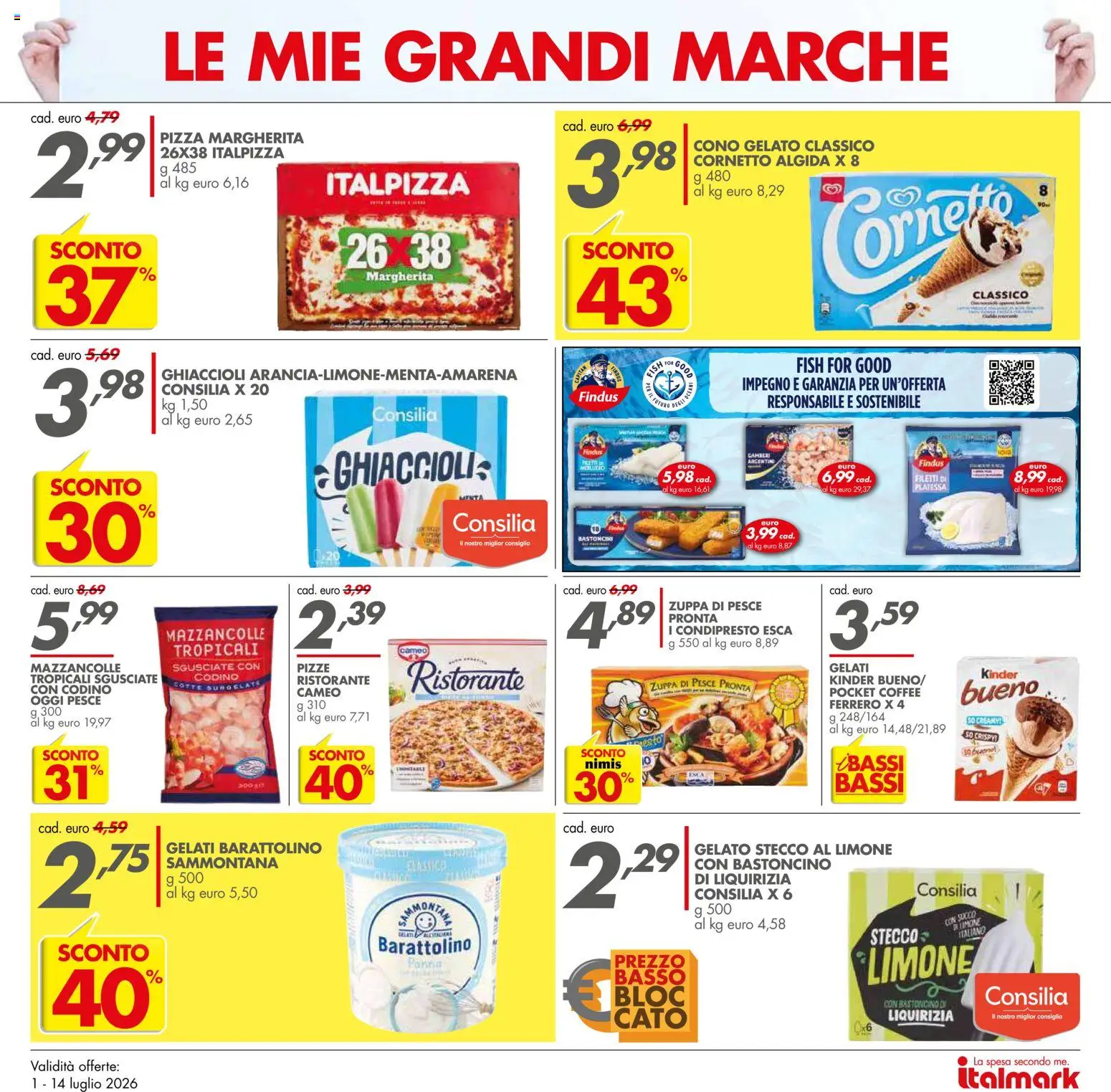 Volantino Italmark del 01/07/2026 | Pagina: 9 | Prodotti: Pesce, Ghiaccioli, Mazzancolle, Limone