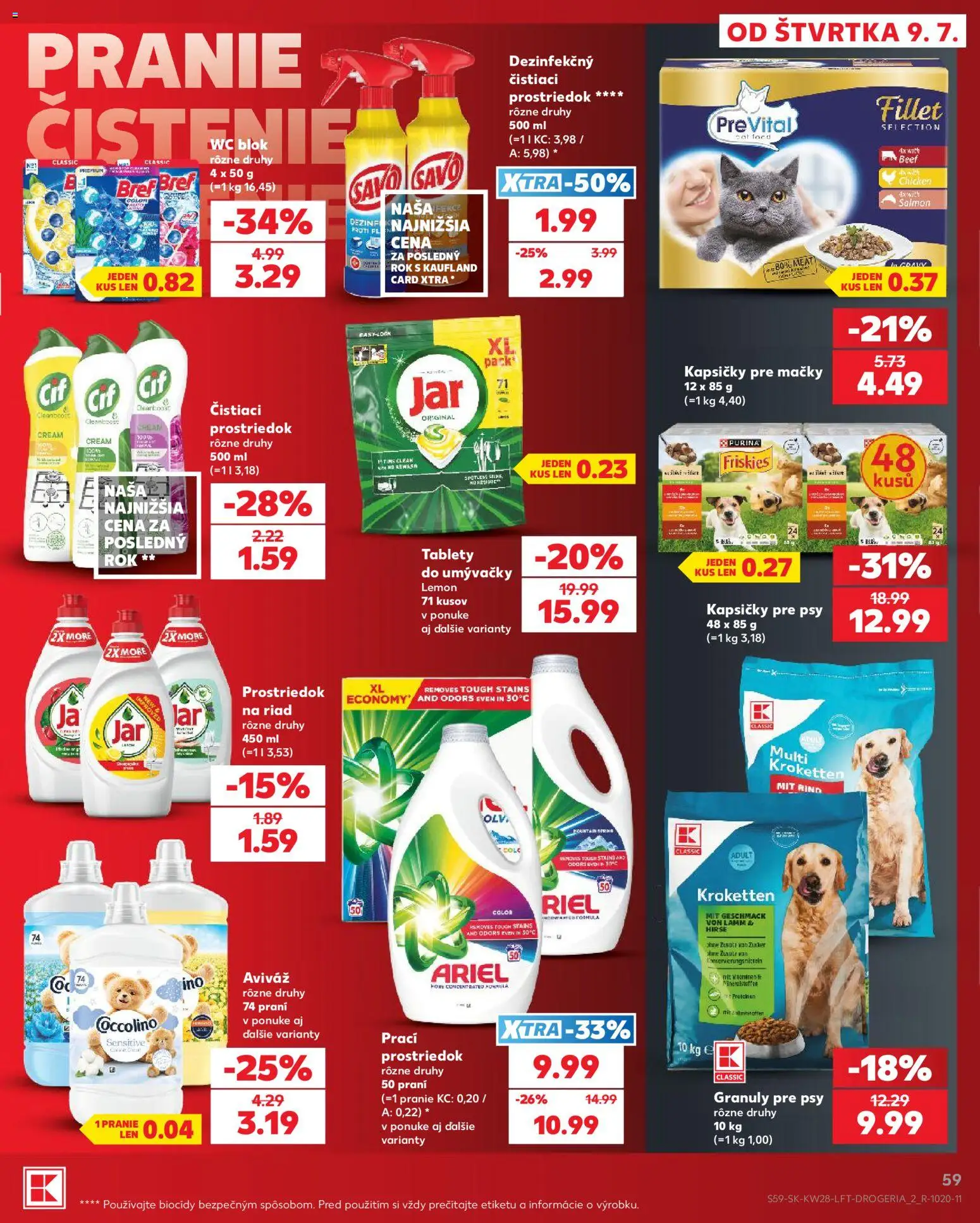 Kaufland SK akciós ujság - amely érvényes a következő dátumtól: 2026.07.09. | Oldal: 59 | Termékek: Ariel, WC