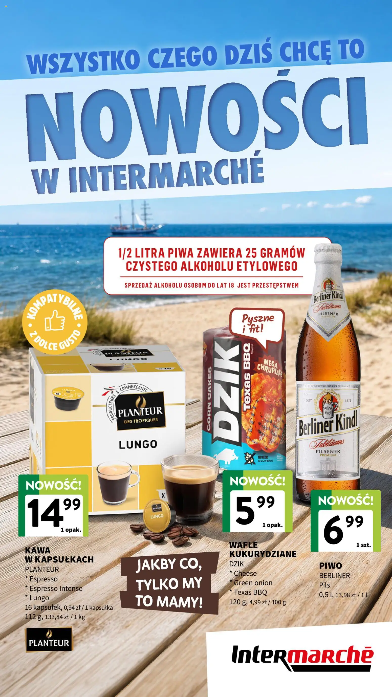 Intermarche gazetka - Nowości od 02.06.2026 | Strona: 1 | Produkty: Wafle, Dolce Gusto, Kawa, Piwo