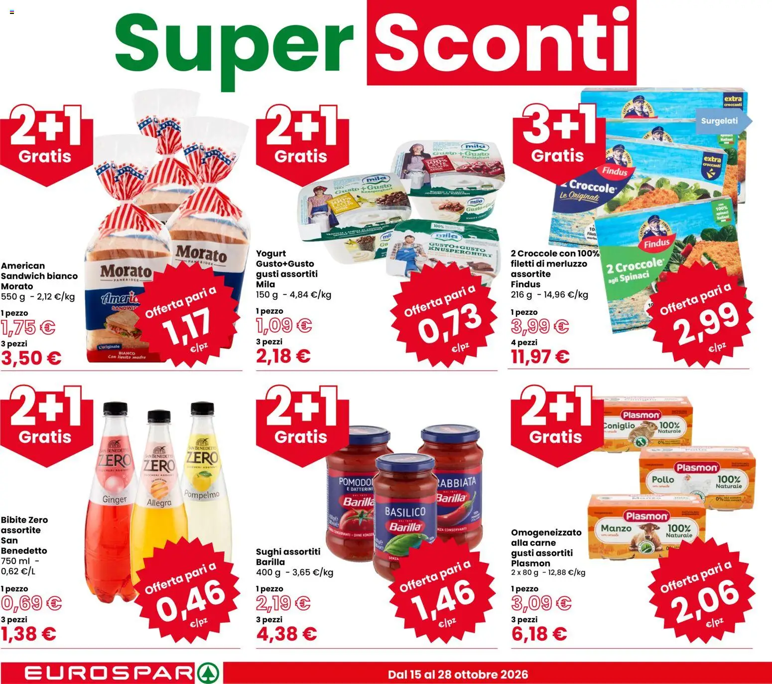 Volantino Despar del 15/10/2026 | Pagina: 2 | Prodotti: Pollo, Spinaci, Bibite, Carne
