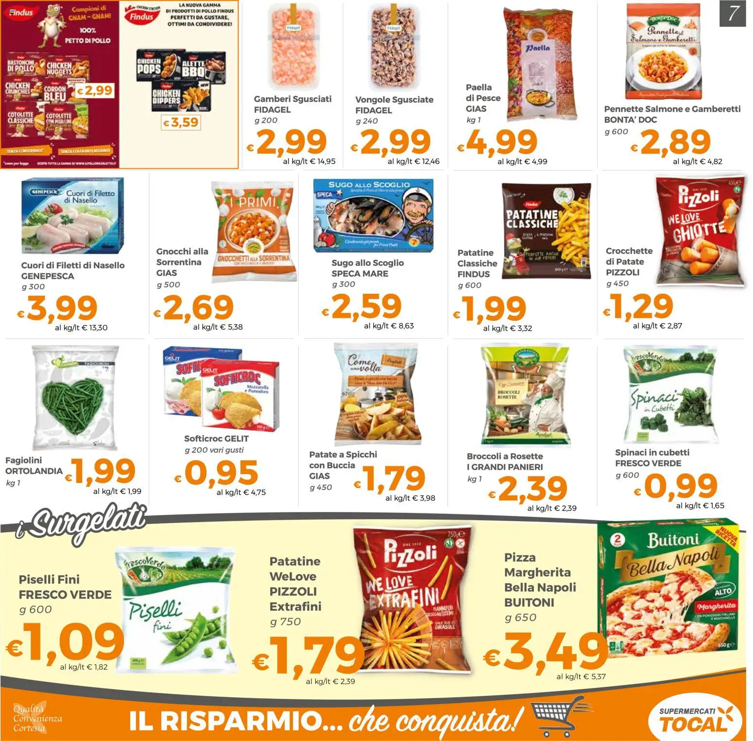 Volantino Tocal del 06/10/2026 | Pagina: 7 | Prodotti: Vongole, Pomodoro, Fagiolini, Nasello