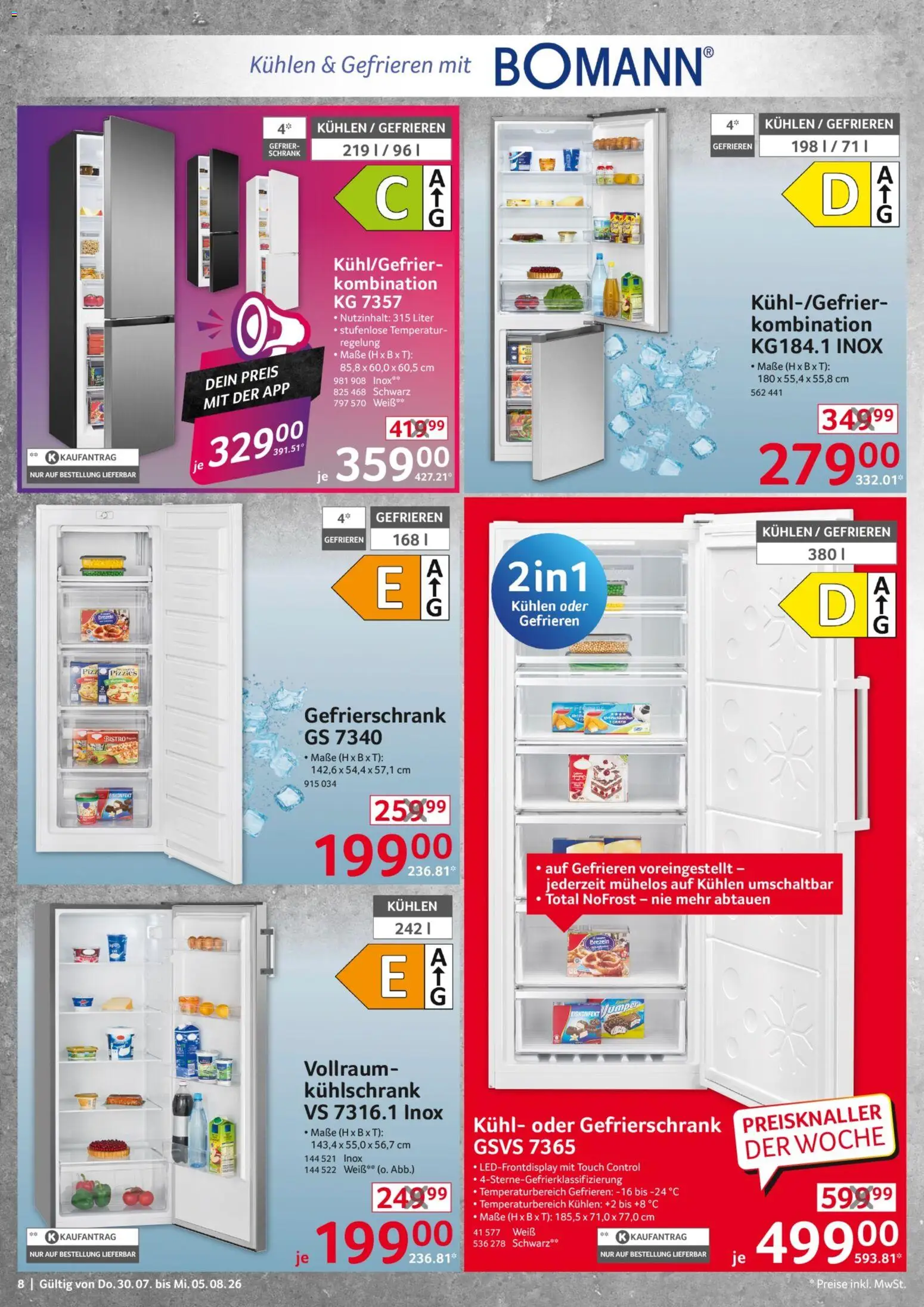 Selgros  Non Food – gültig ab 30.07.2026 | Seite: 8 | Produkte: Gefrierschrank, Schrank, Kühlschrank