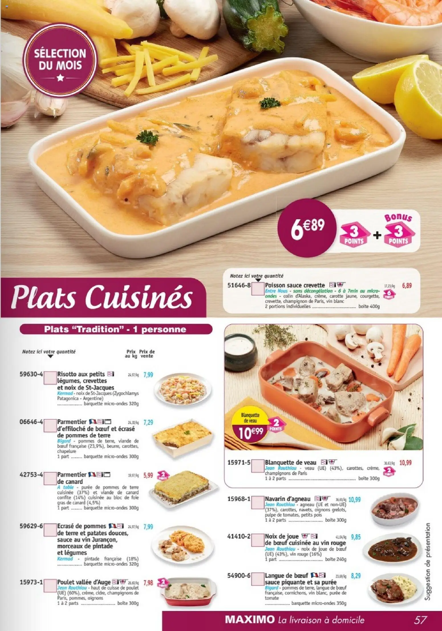 {H1} | Page: 57 | Produits: Petits pois, Tomate, Crevette, Pois