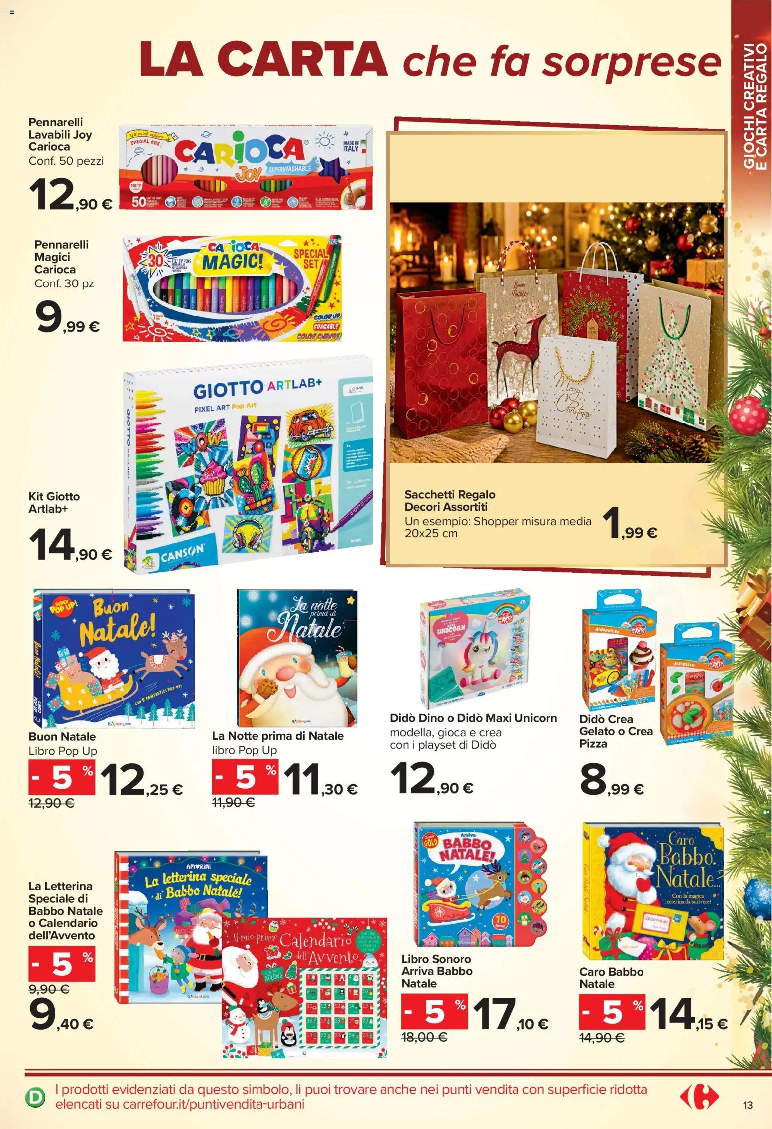 Volantino Carrefour del 23/10/2026 | Pagina: 13 | Prodotti: Calendario dell’Avvento, Caro, Pizza, Pennarelli