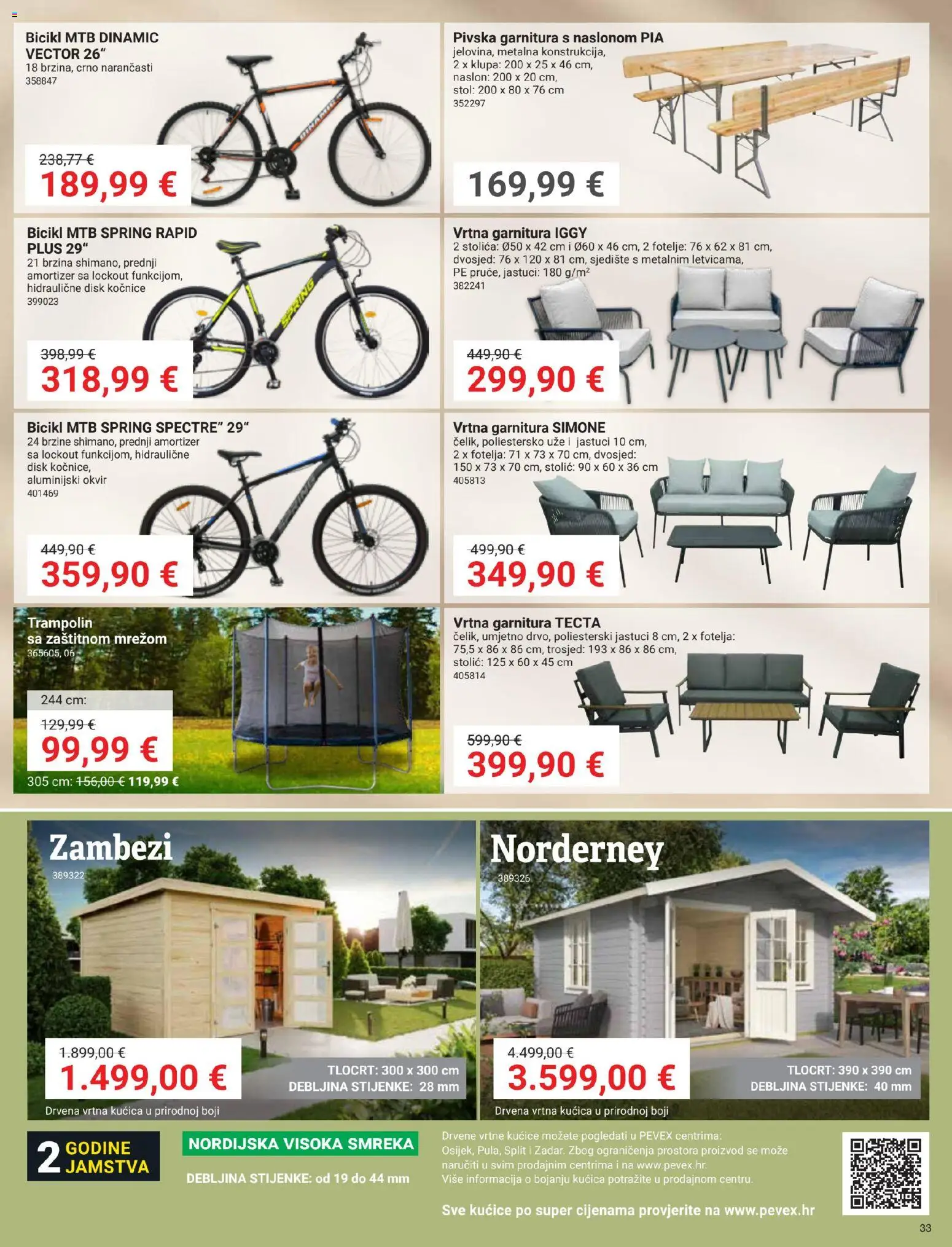 Pevex katalog | vrijedi od 27.08.2026 | Stranica: 33 | Proizvodi: Trampolin, Trosjed, Stol, Disk