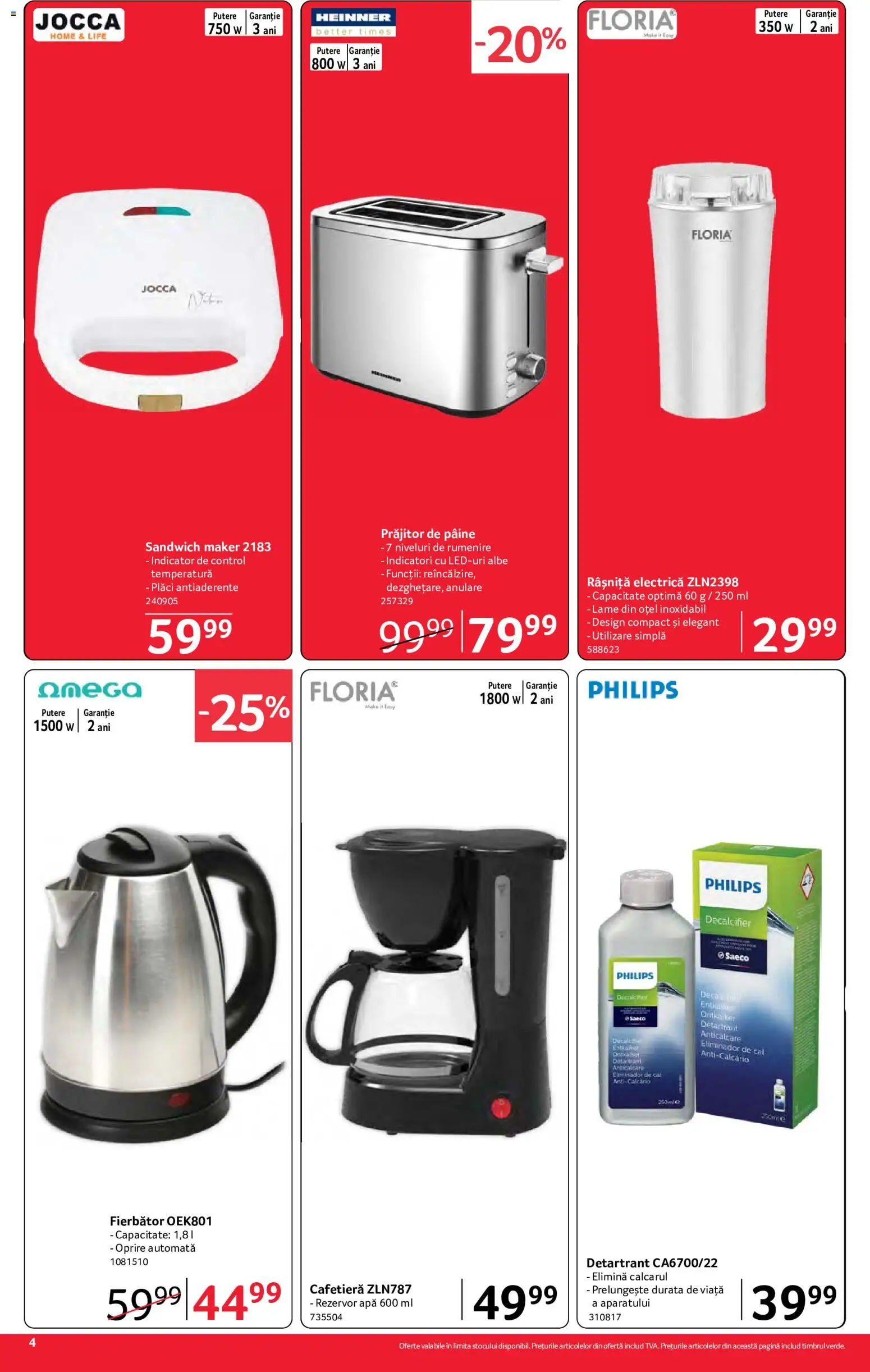 Noul catalog Selgros – valabil de la 04.09.2026 | Pagină: 4 | Produse: Electrică, Cafetieră, Sandwich Maker, Apă