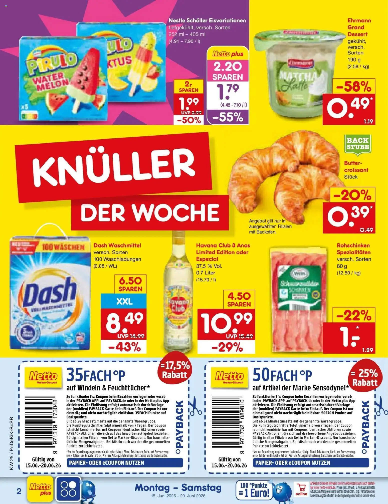 Netto Marken-Discount Prospekt Waiblingen-Bittenfeld – gültig ab 14.06.2026 | Seite: 2 | Produkte: Havana club, Butter, Croissant, Waschmittel