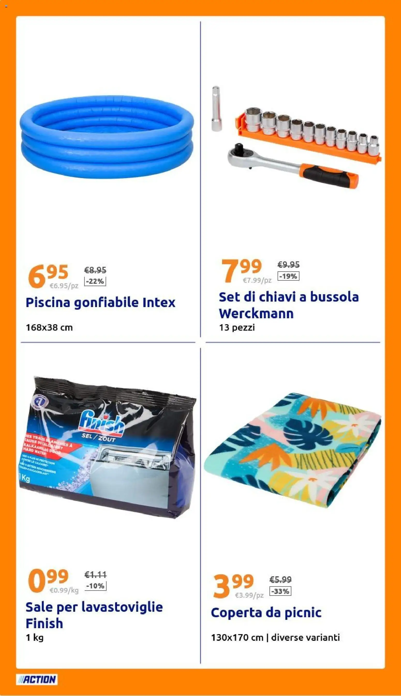 Volantino Action del 10.06.2026 | Pagina: 20 | Prodotti: Sale, Piscina, Lavastoviglie, Coperta