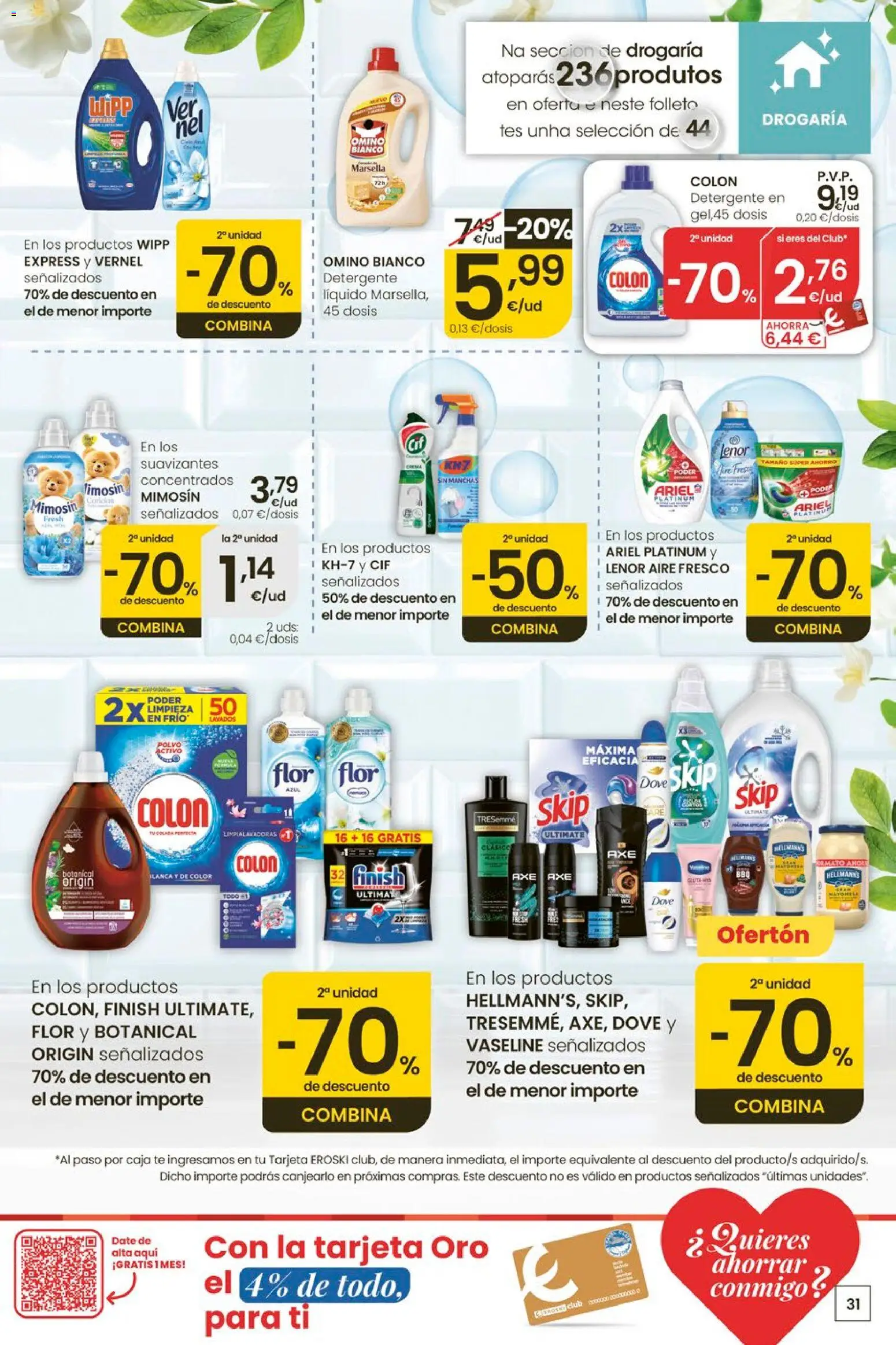 Eroski Ofertóns de verán │ válido desde el 28.05.2026 | Página: 31 | Productos: Polvo, Detergente, Crema, Té